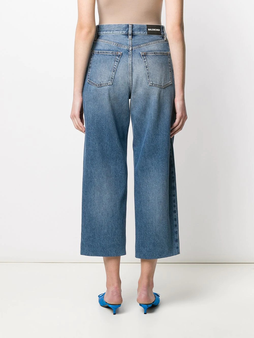 cropped denim trousers - 4