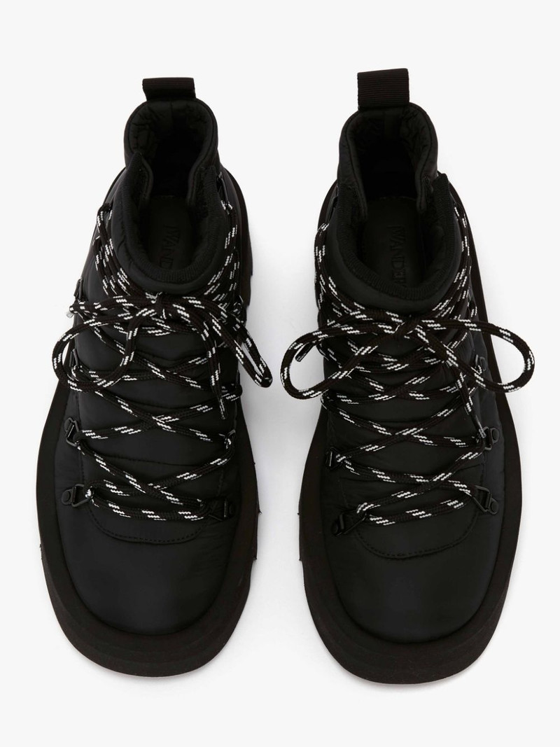 FABRIC PADDED LACE UP BOOTS 4