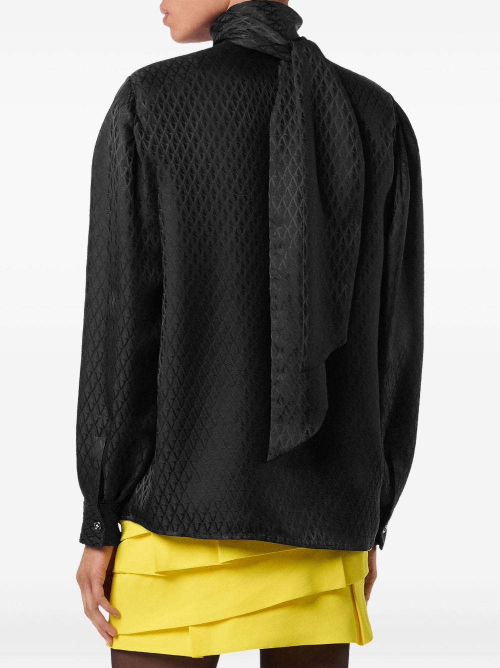 quilted tie-neck shirt - 4