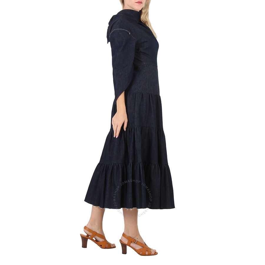 Chloe Ladies Denim Tiered Midi Dress - 6