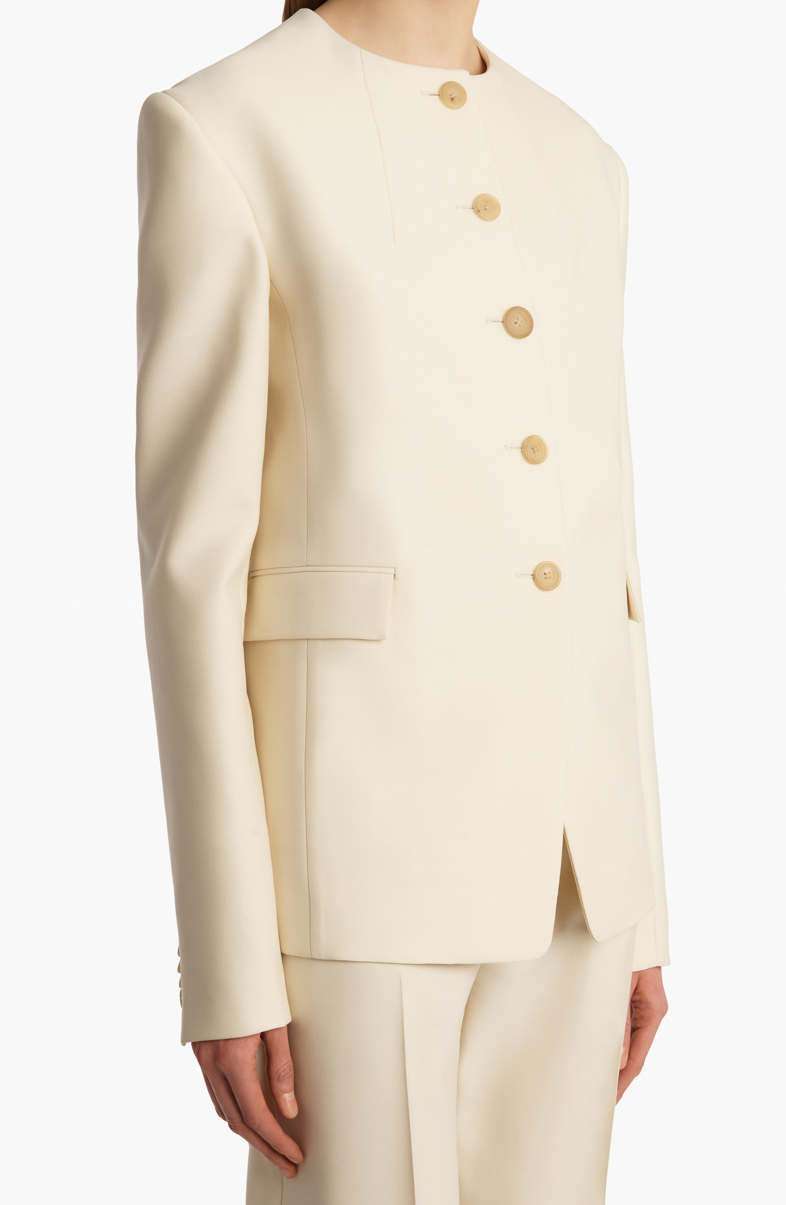 Khaite Jameson Textured Faille Jacket in Cream at Nordstrom - 3