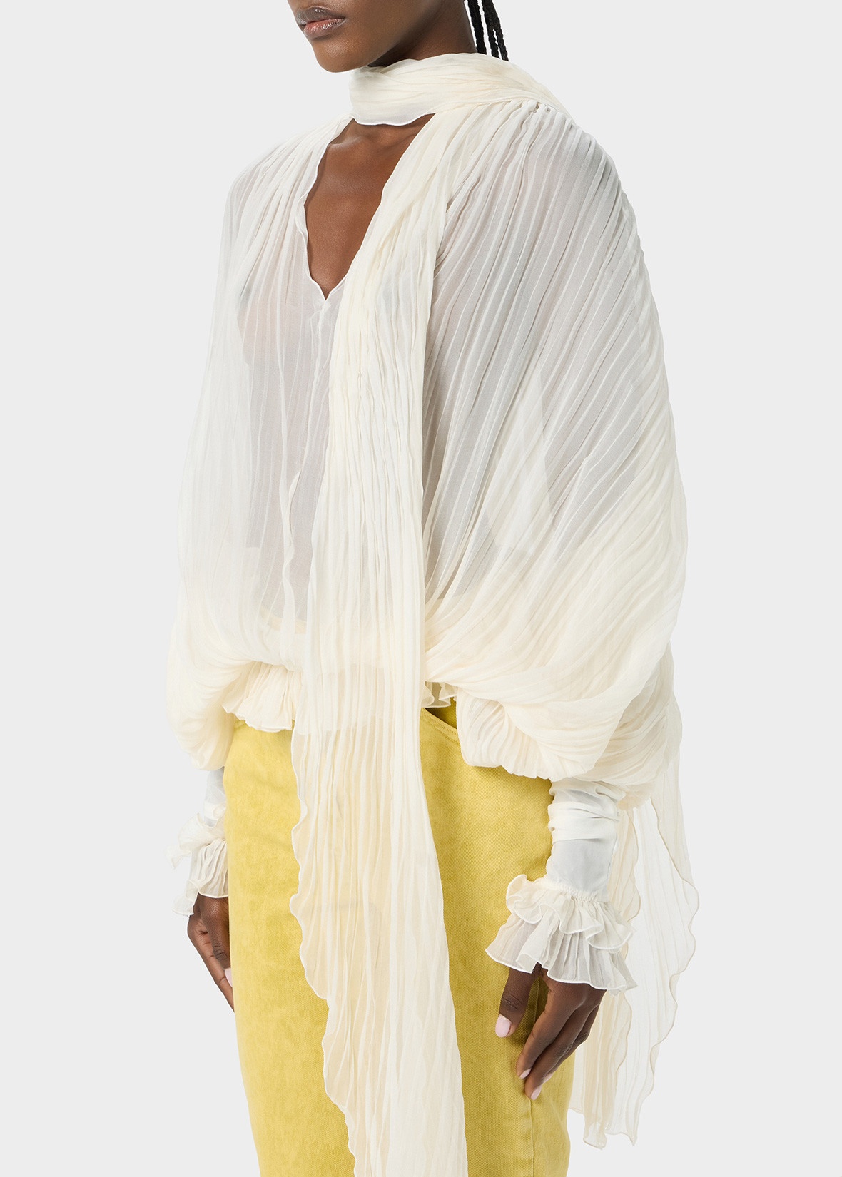 PLEATED BLOUSE IN SILK CHIFFON - 5