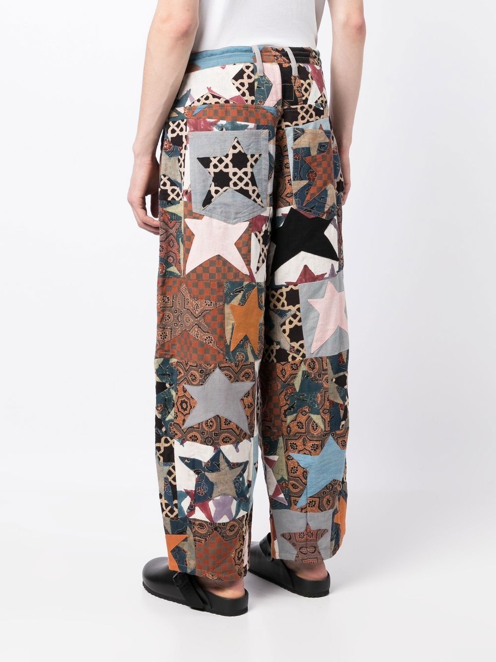 patchwork wide-leg trousers - 4