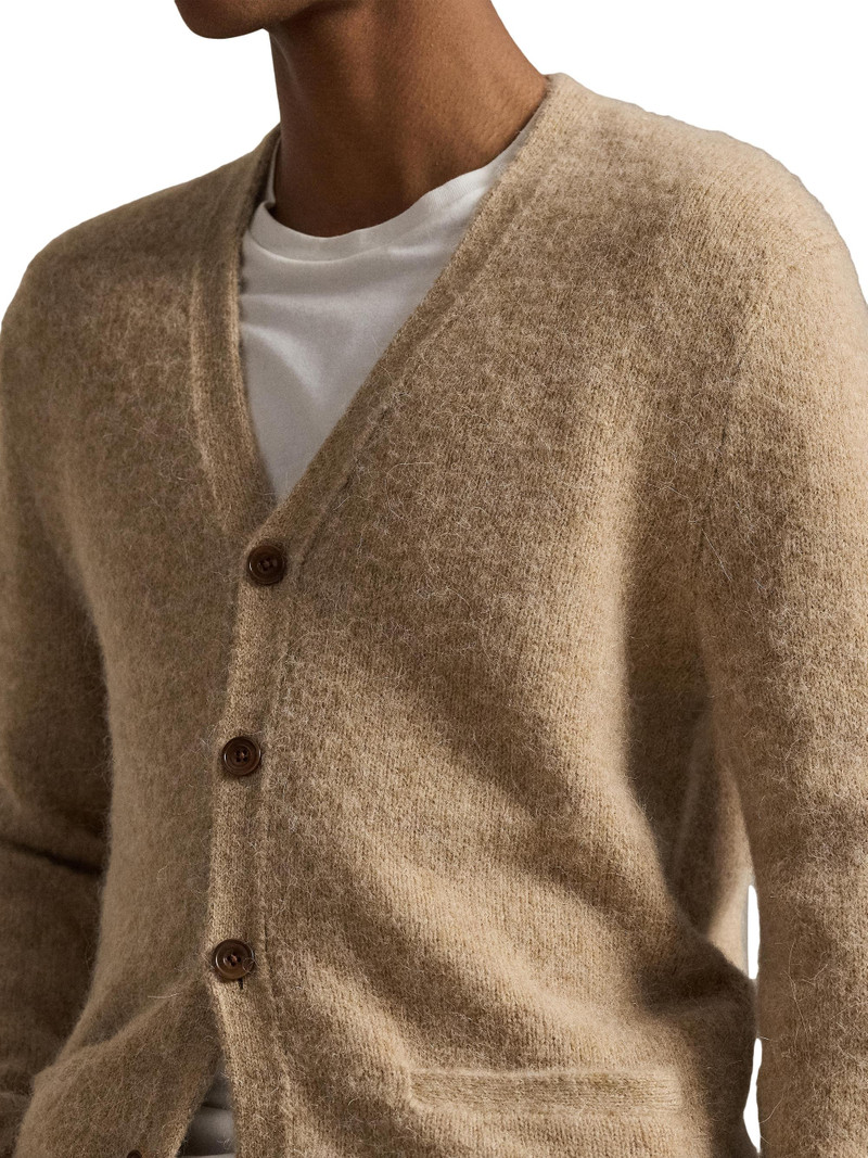 Men's Wool-Alpaca-Blend Cardigan - Wheat Tan Heather 5