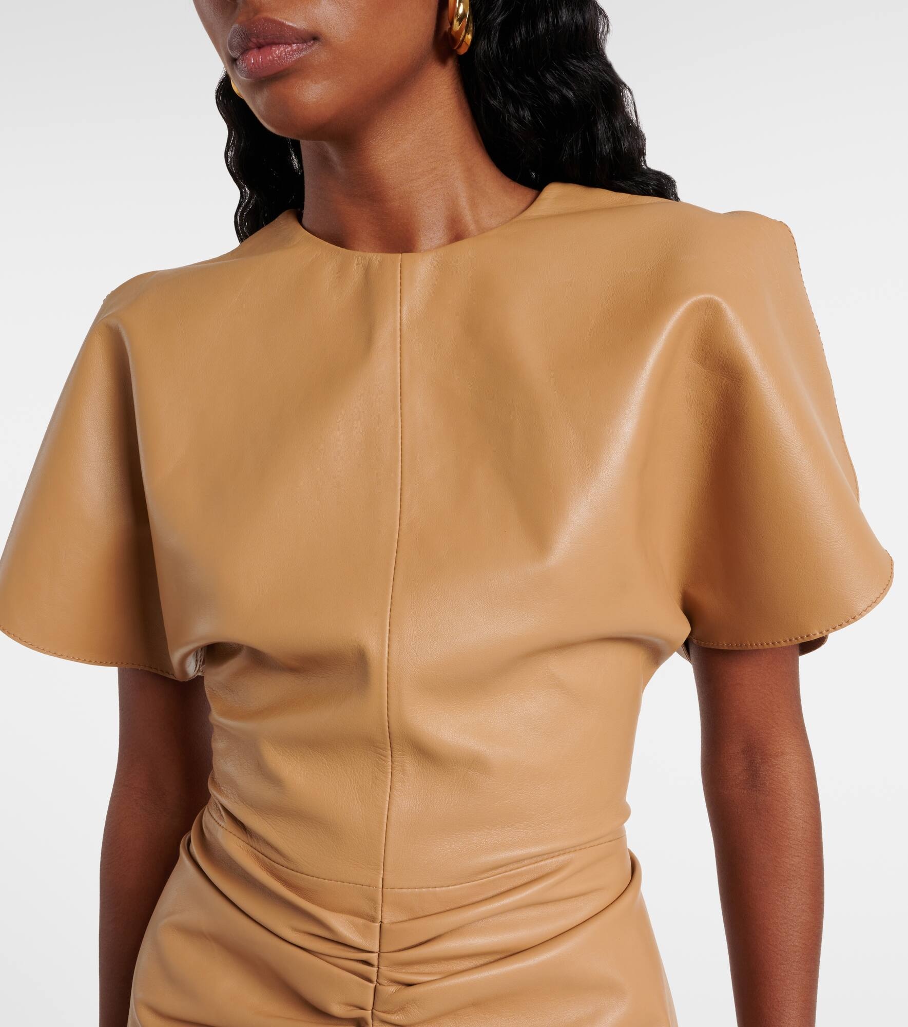 Ruched leather cocktail dress - 4
