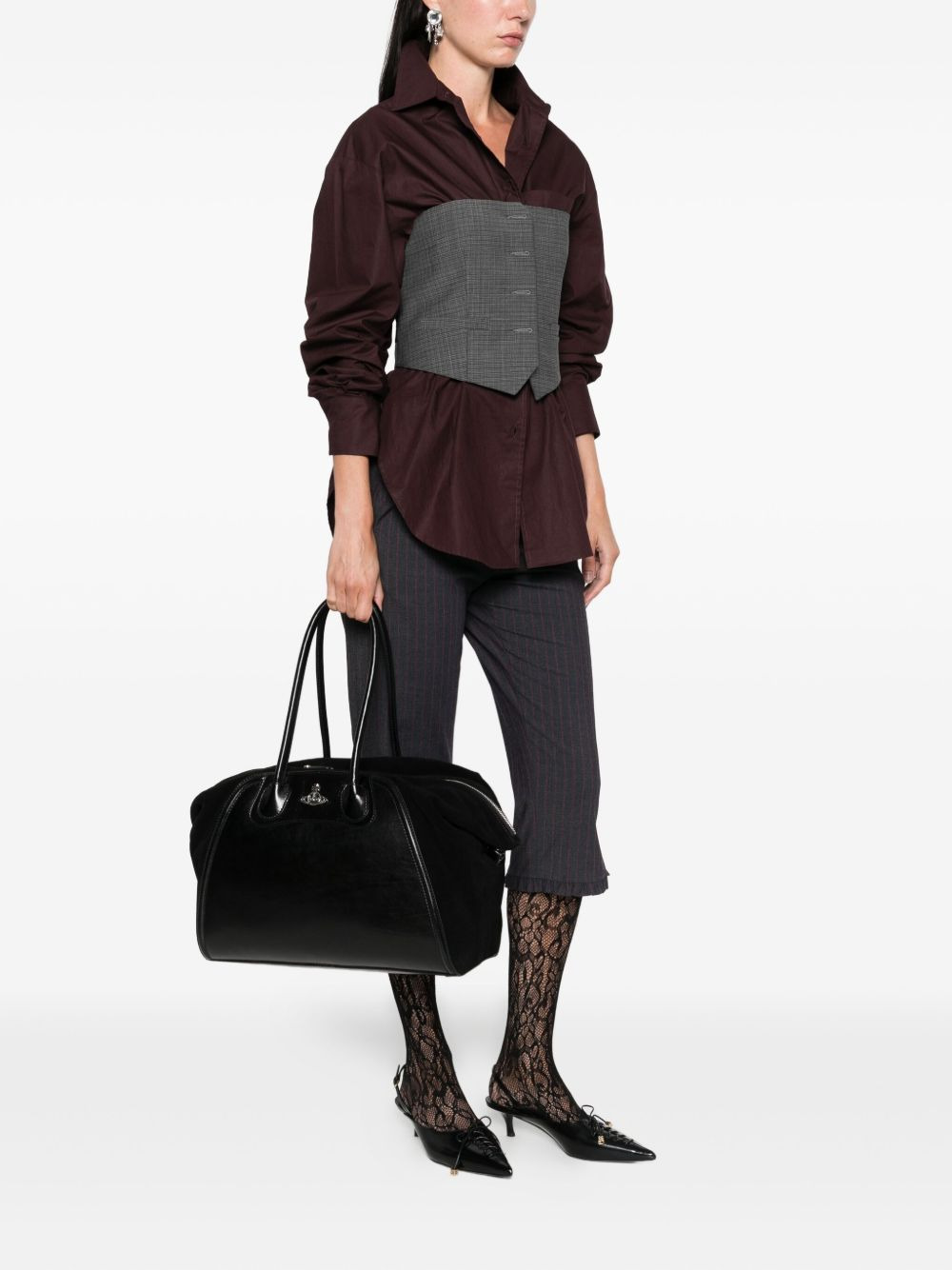 medium Shirley curved top-handle tote bag - 2