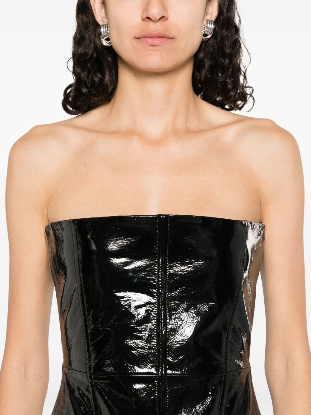 patent-finish mini dress - 5
