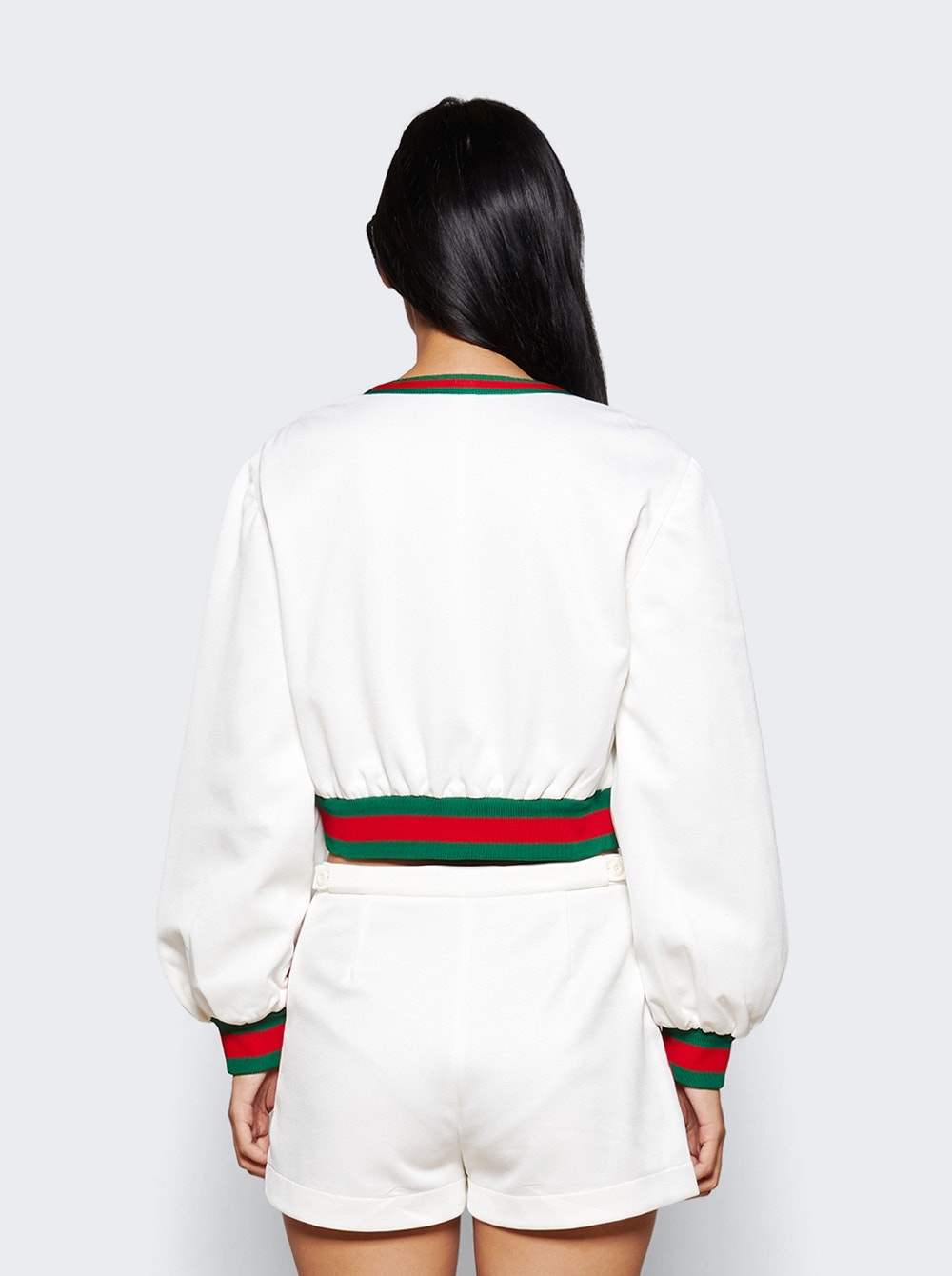 Jersey Zip Jacket with Web Stripe White - 5