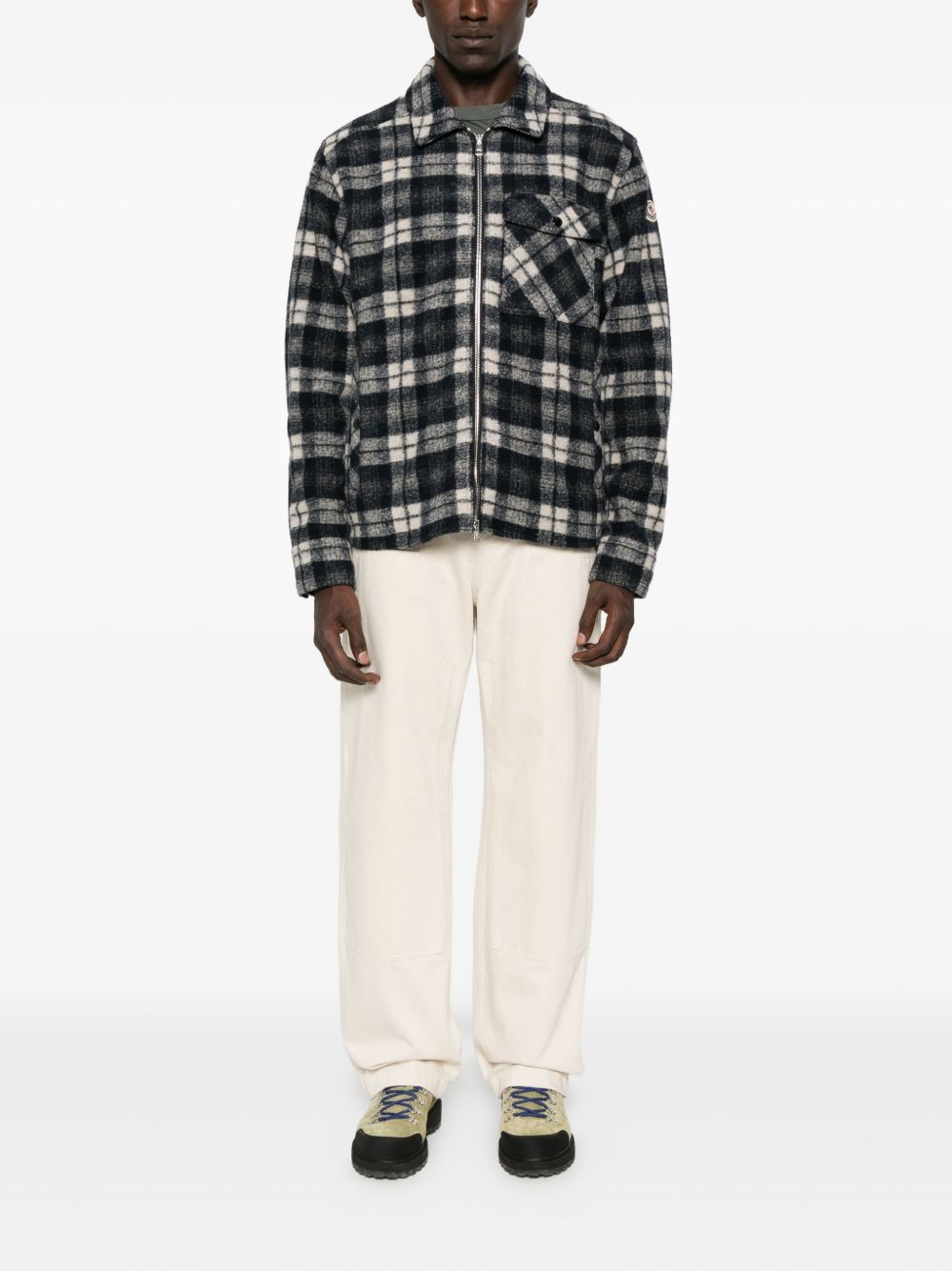 checked zip-up jacket - 2