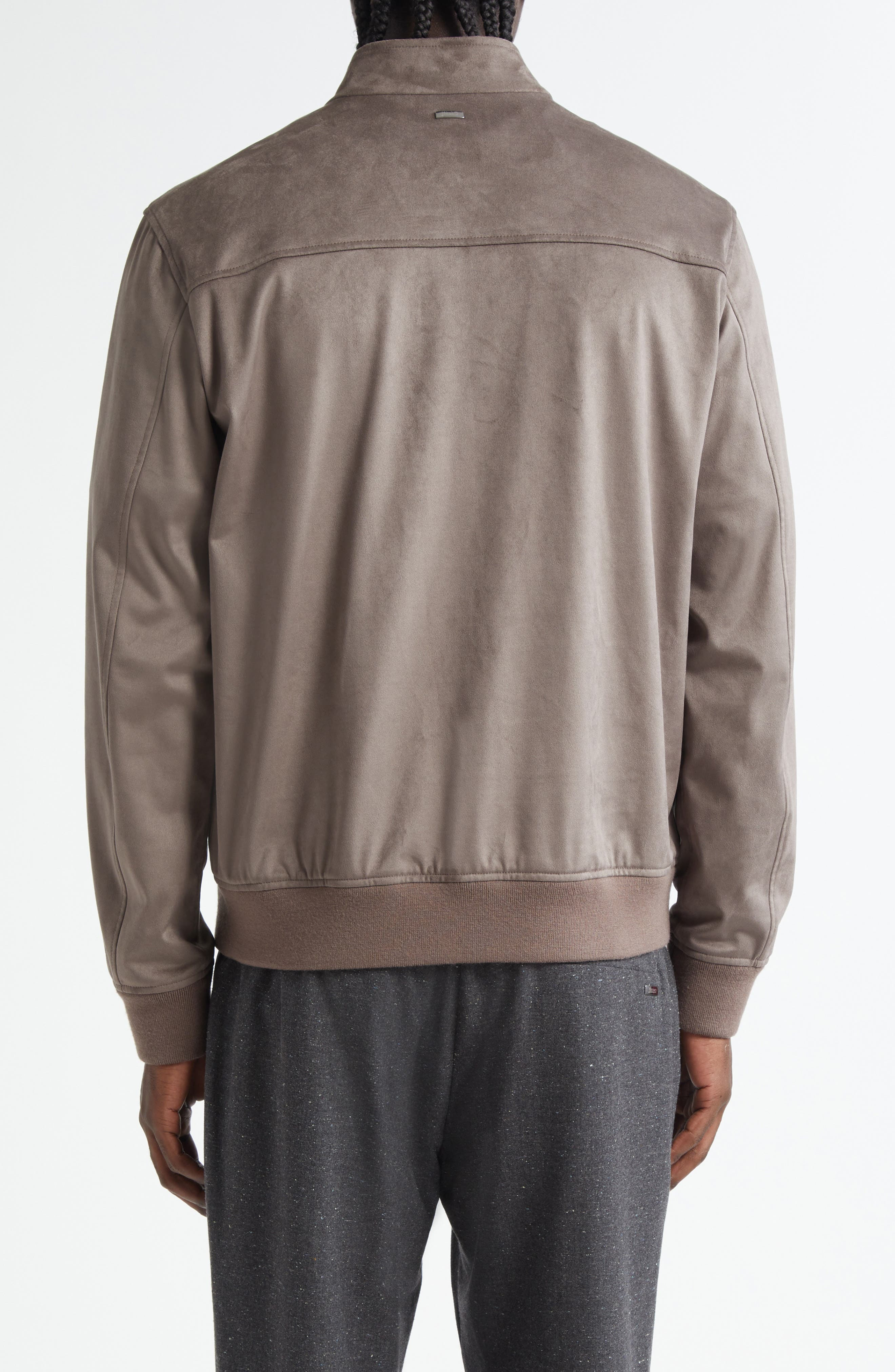 Herno Faux Suede Bomber Jacket in Taupe at Nordstrom - 3