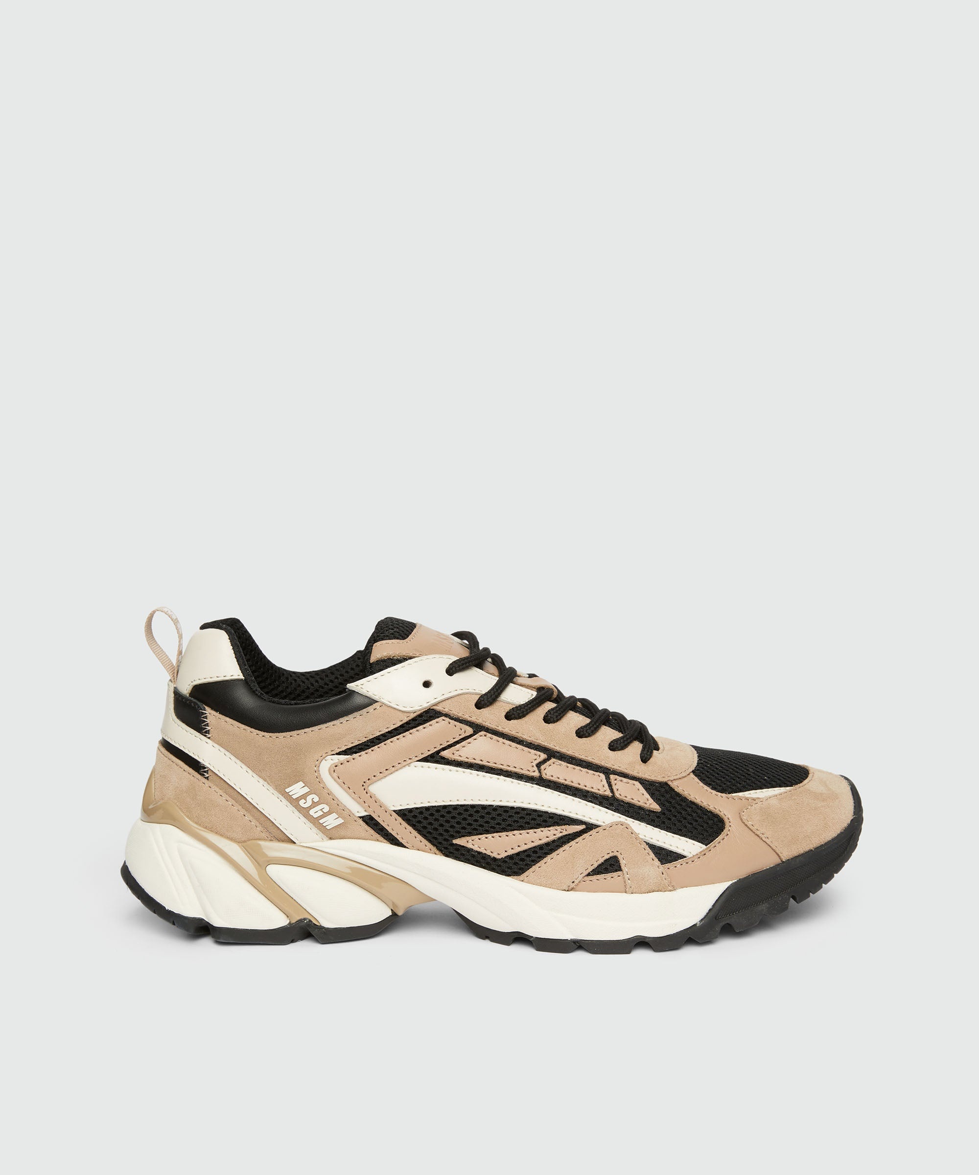 Smooth leather, suede and mesh Vulcano sneakers - 1