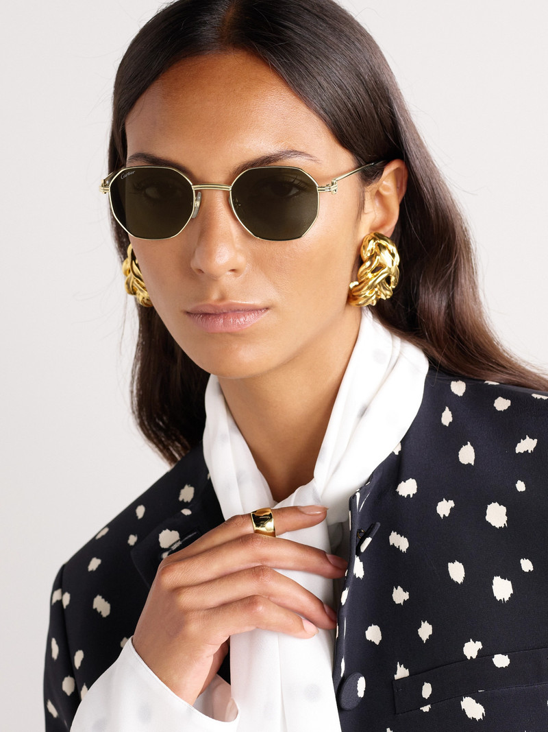 Cartier Première De Cartier Hexagon-frame Gold-tone Sunglasses outlook