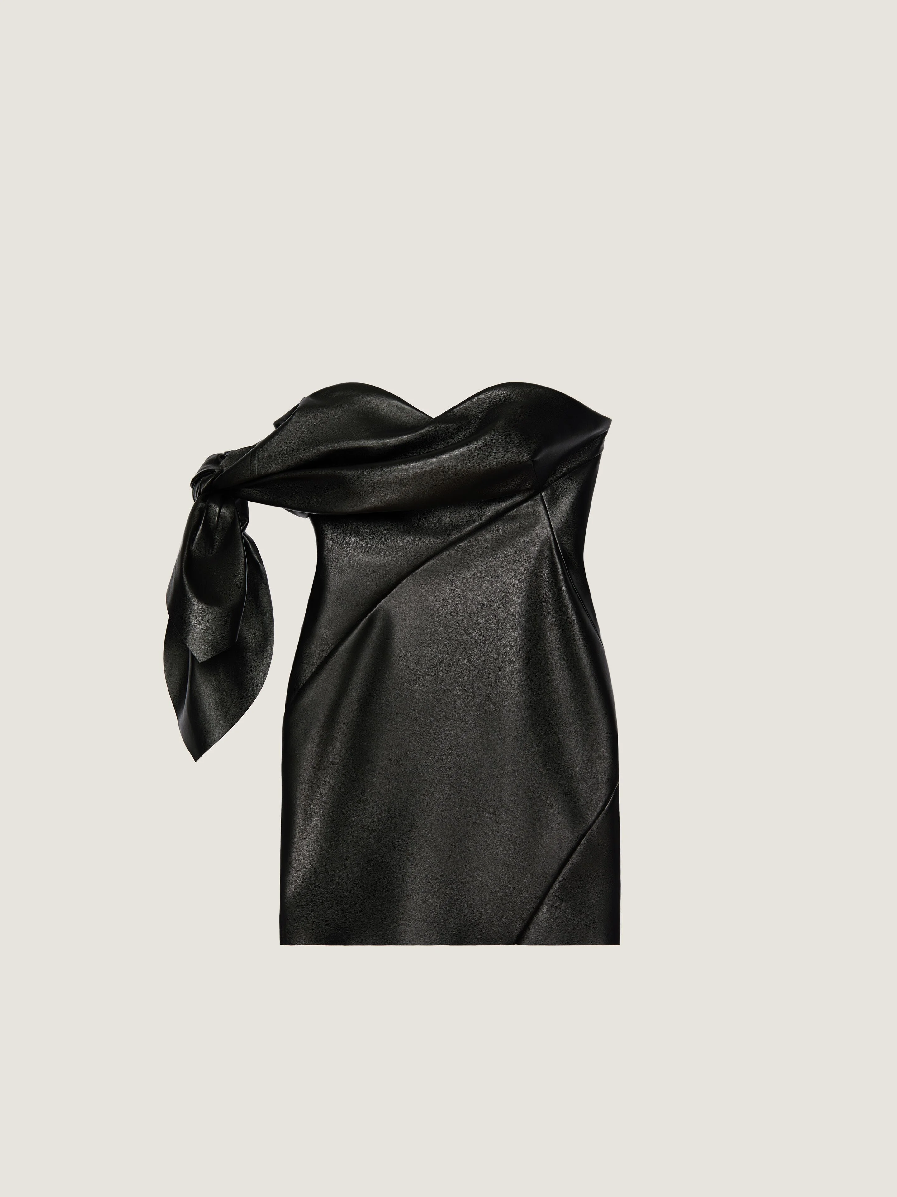 MINI BUSTIER DRESS IN NAPPA LEATHER WITH BOW - 1