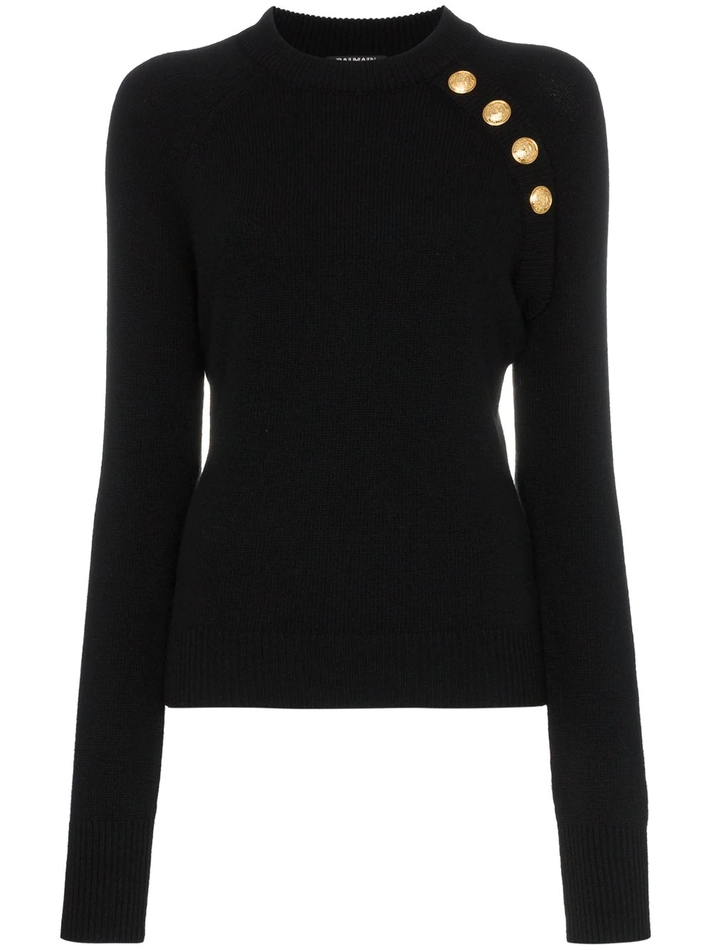 buttoned knitted wool cashmere blend jumper - 1