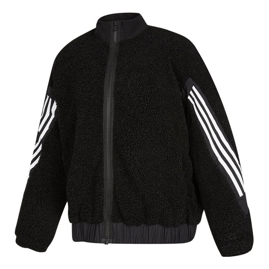 (WMNS) adidas Contrasting Colors Stripe Jacket Black HM7455 - 1