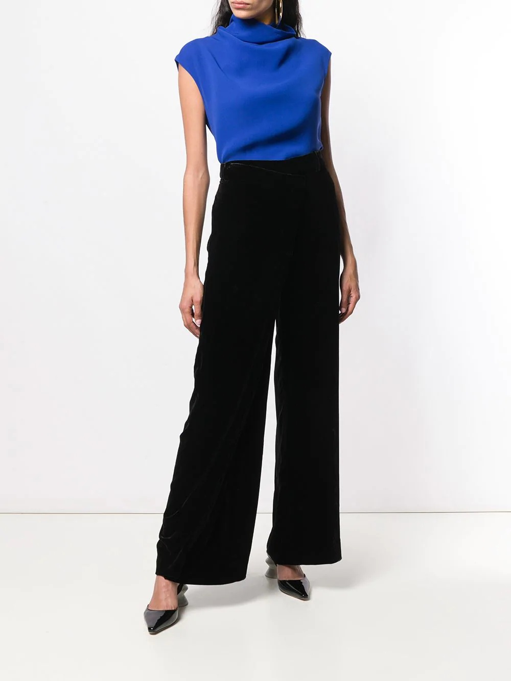 asymmetrical velvet pleated trousers - 2