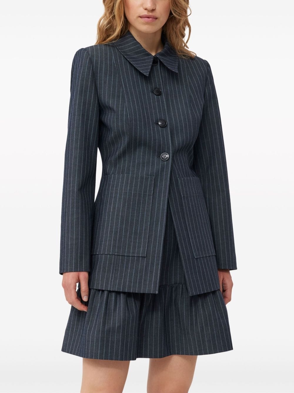pinstripe single-breasted blazer - 10