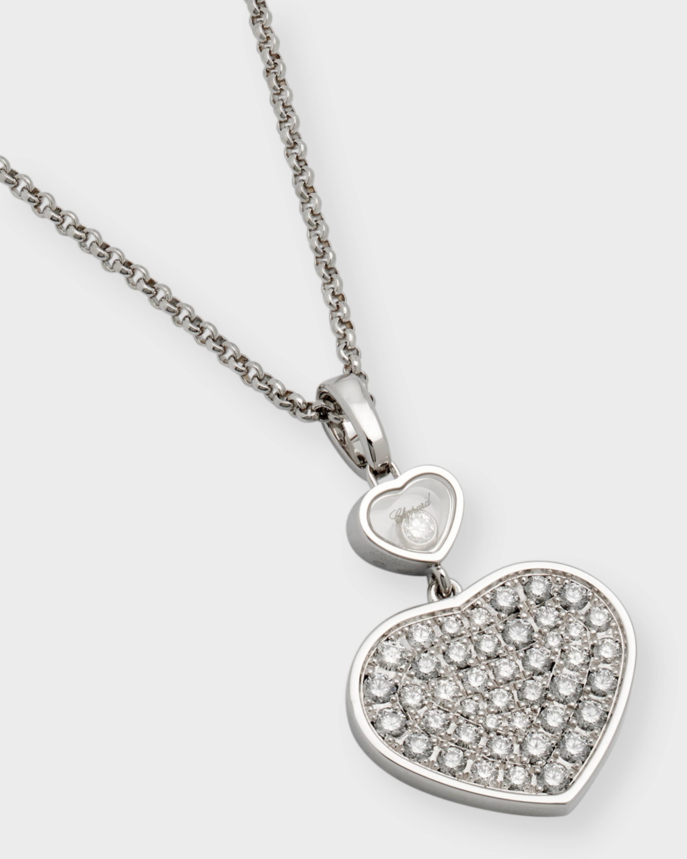 Happy Hearts 18K White Gold Diamond Bezel & Pave Pendant Necklace - 4