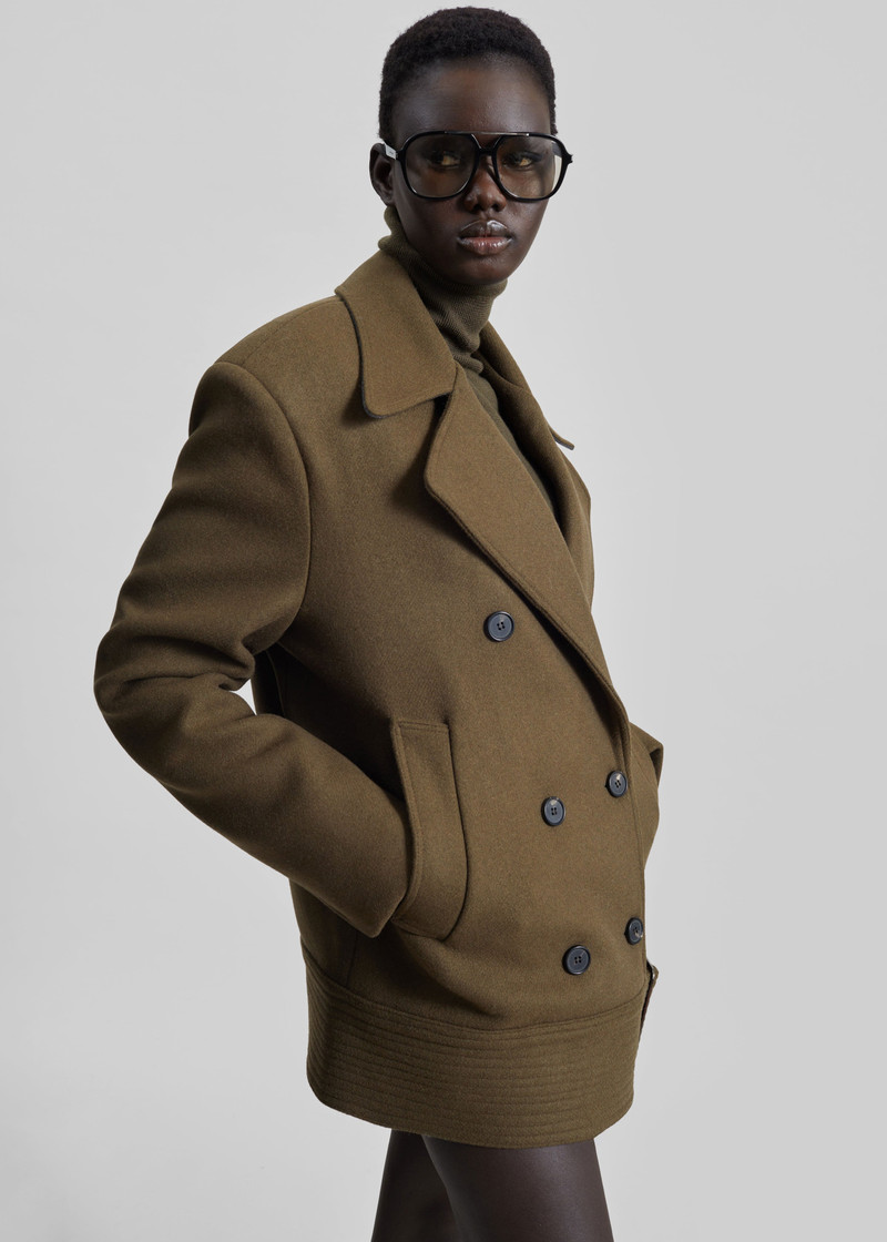 Manali Belted Peacoat - Olive Brown 6