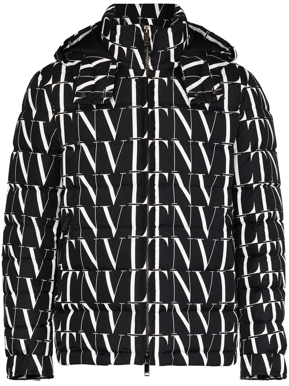 hooded logo-print down jacket - 1