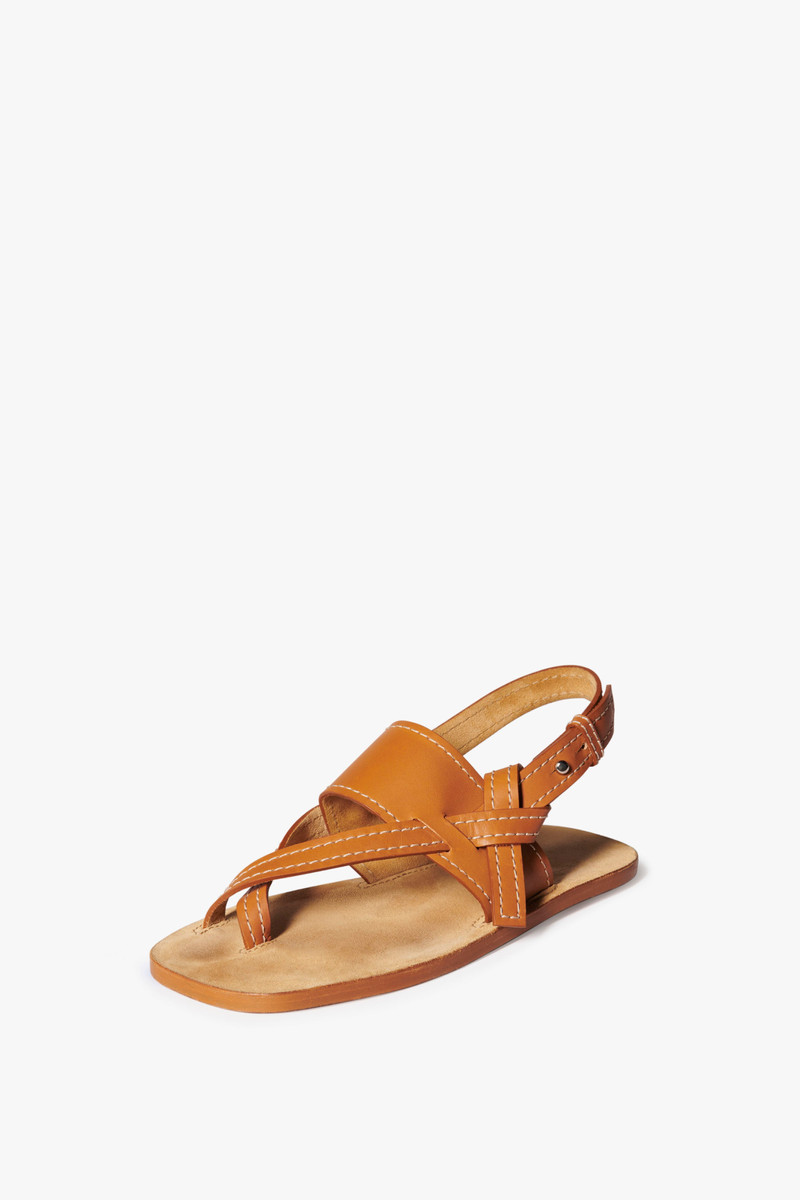 Eve Flat Sandal in Tan 3