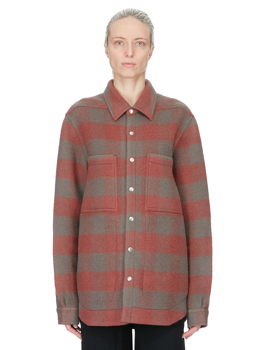 Checked wool-felt jacket Antique rose - 1