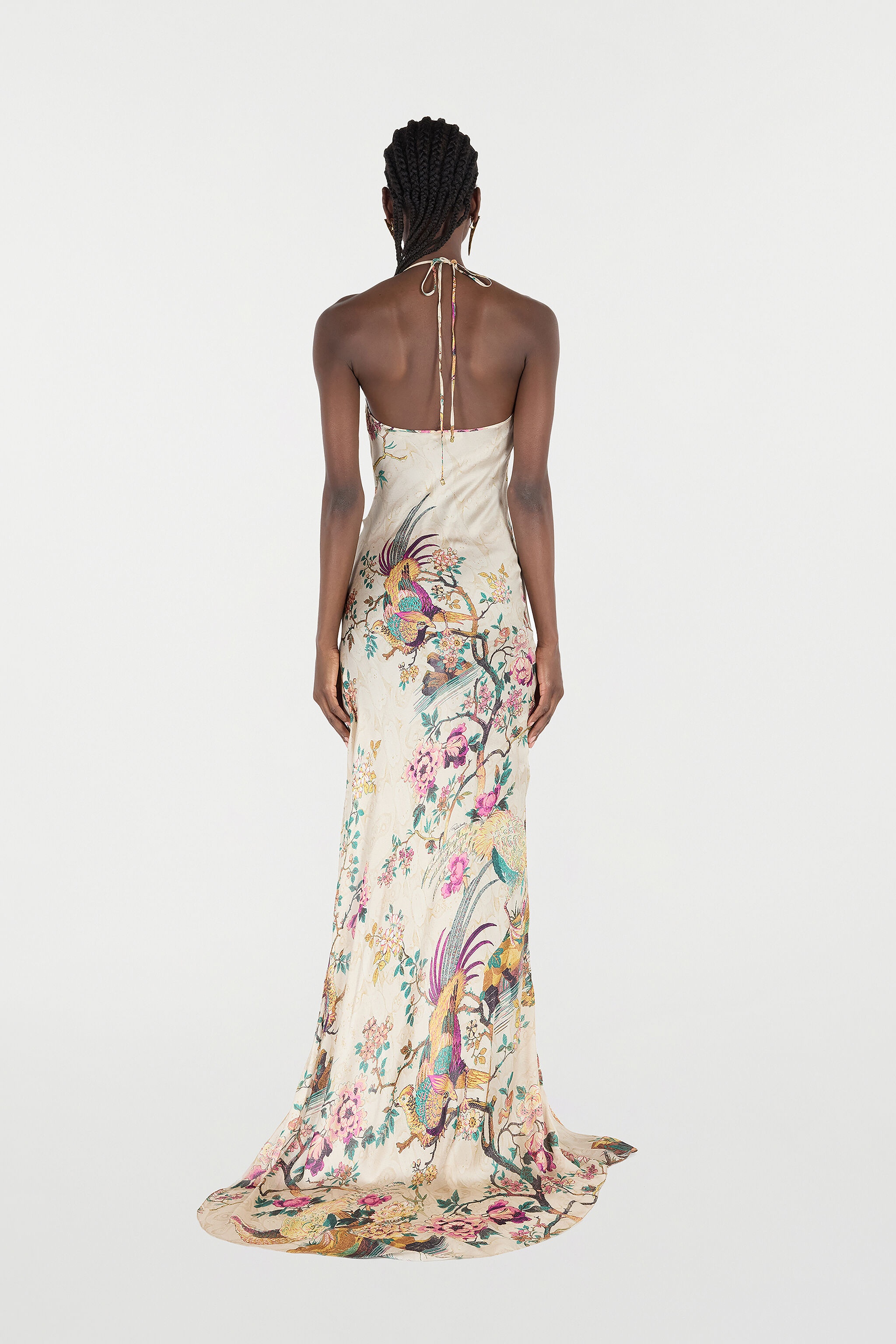 Extra Long Dress in Pure Silk with Print - 4
