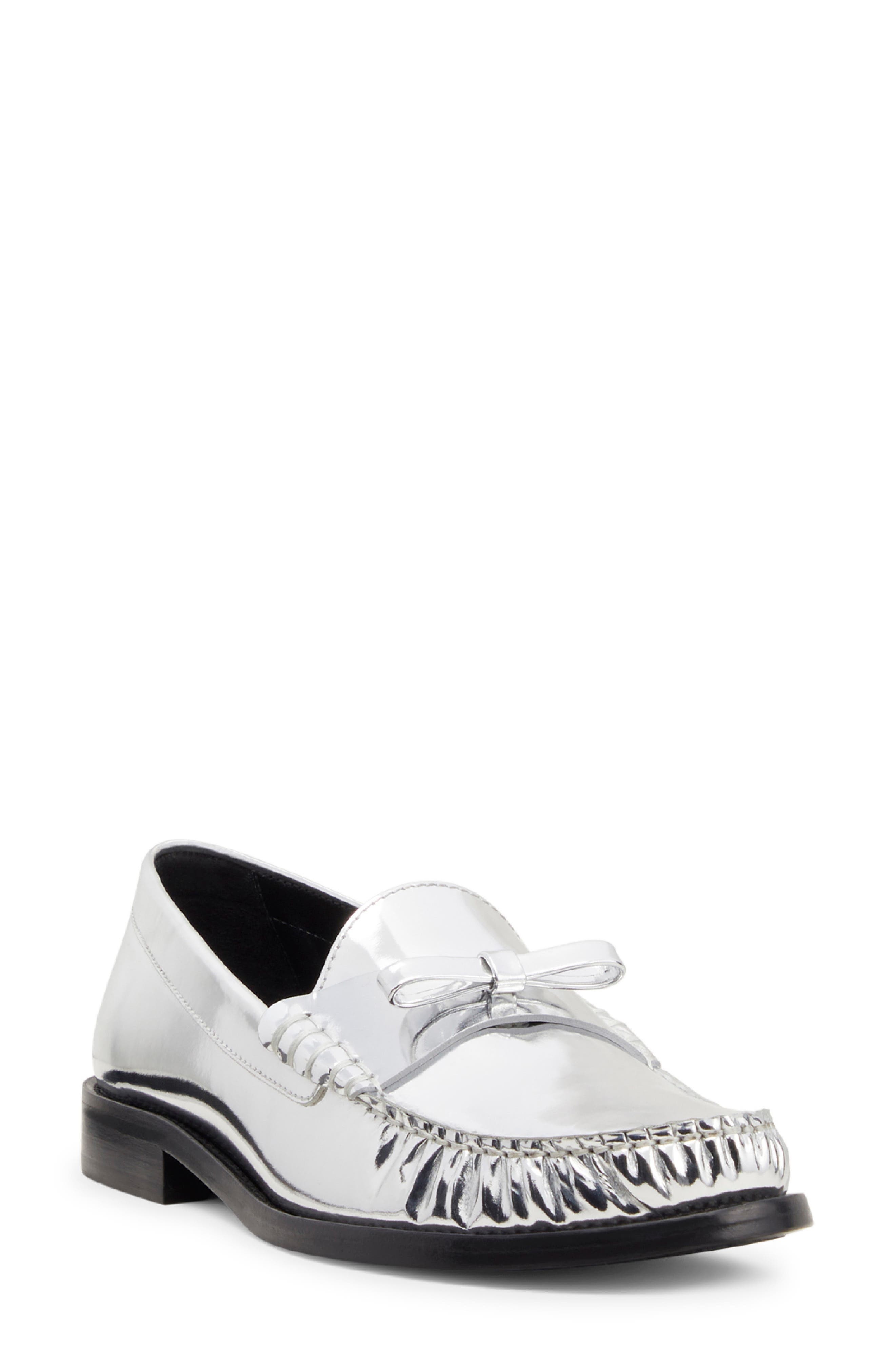 Stuart Weitzman Lottie Bow Loafer in Silver at Nordstrom - 1
