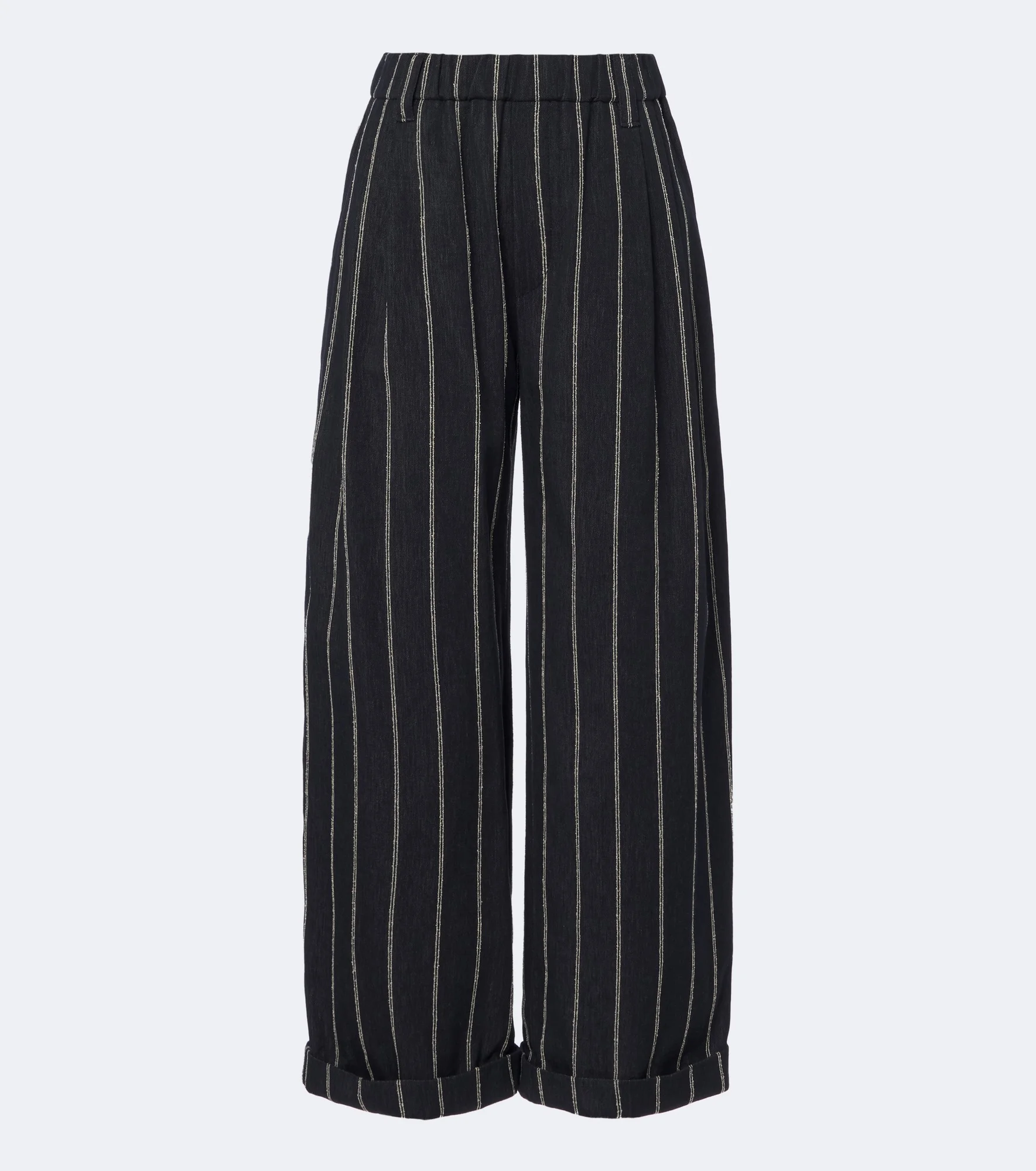 Striped cotton and linen wide-leg pants - 1