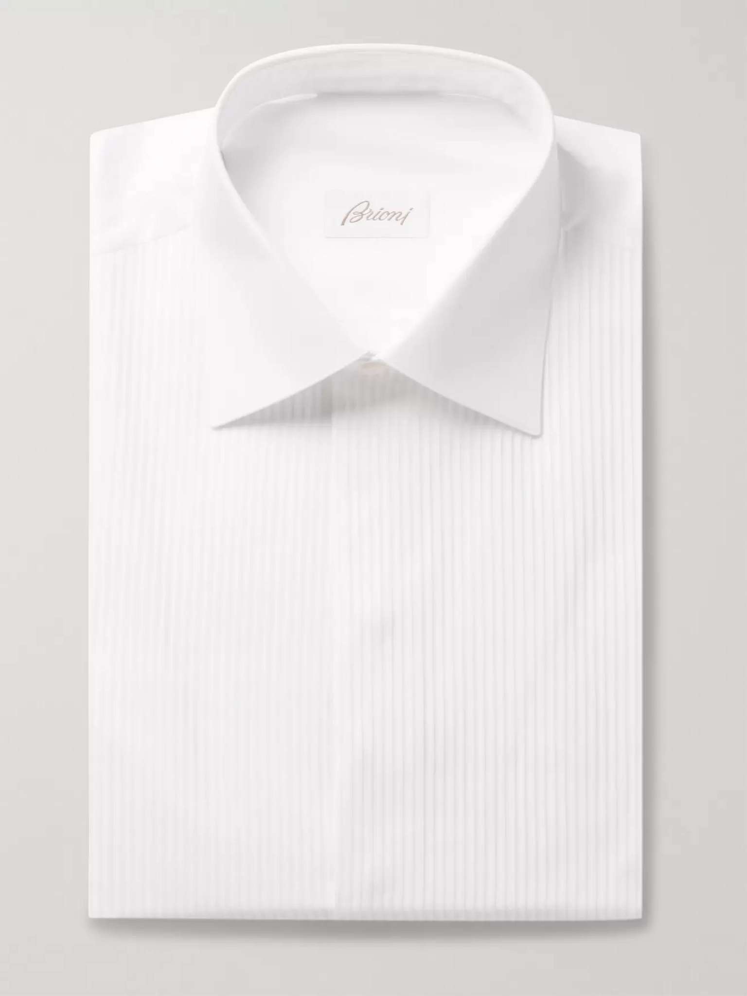 White Slim-Fit Bib-Front Double-Cuff Cotton-Voile Shirt - 3