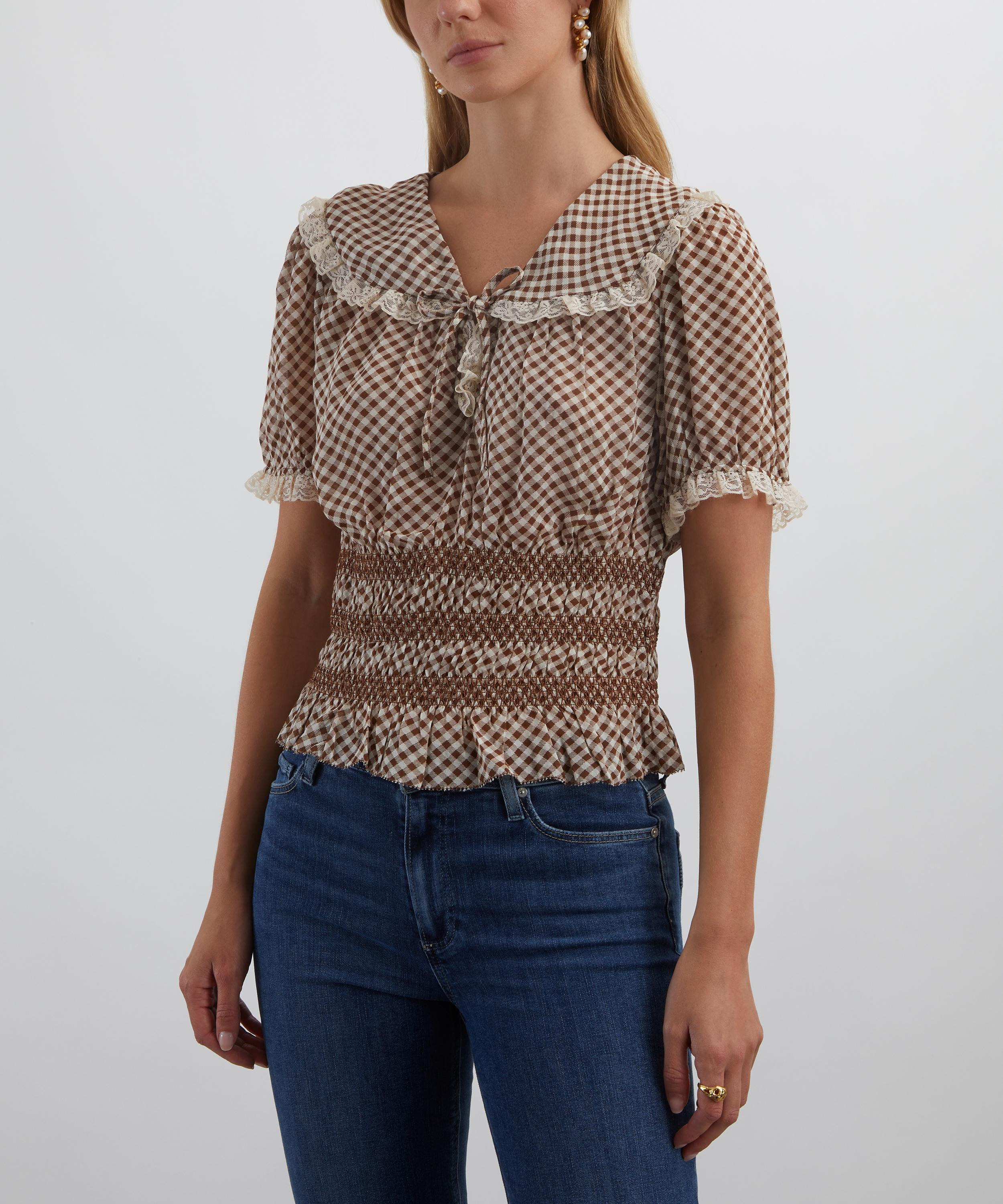 Britt French Check Brown Top - 3