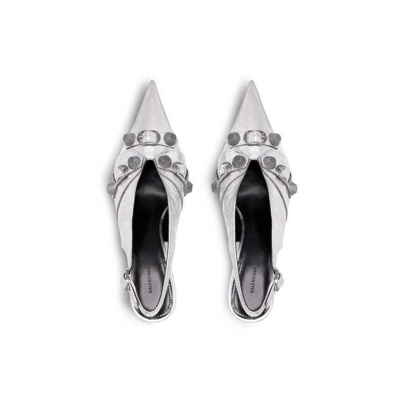 Women's Cagole Slingback 70mm Pump Metallized in Silver 6