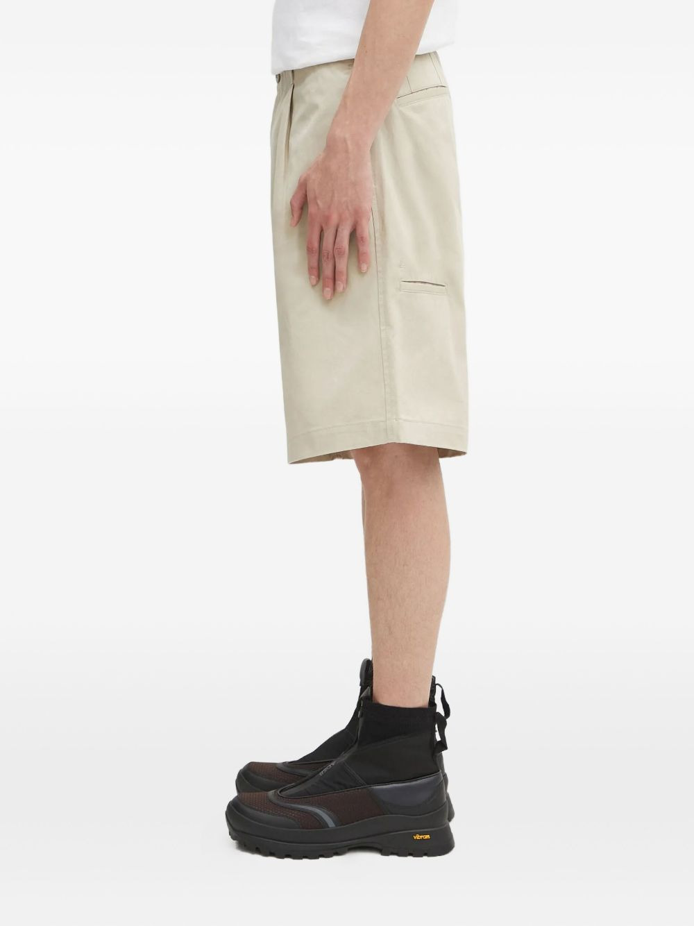pleat-detail cotton shorts - 3
