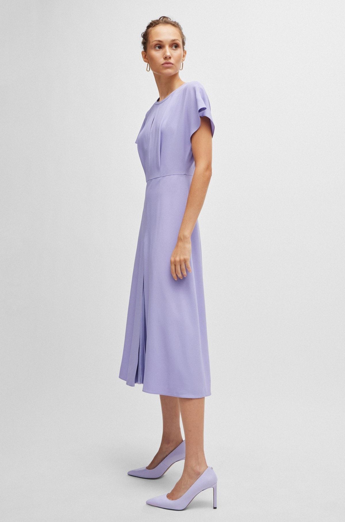 KEYHOLE-NECKLINE DRESS WITH PLISSÉ INSERT - 3