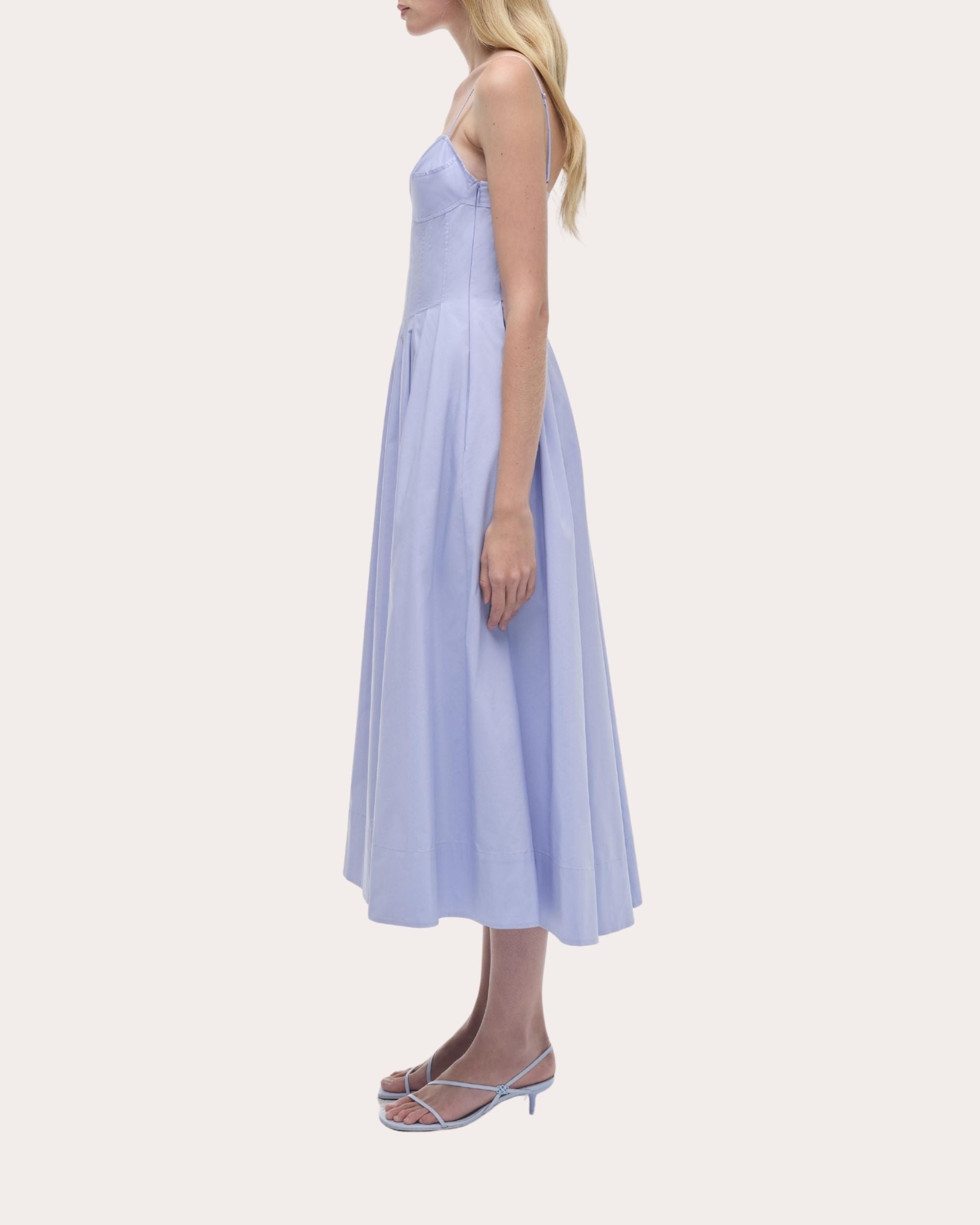 Kittiya Poplin Pleated Bustier Midi Dress - 3