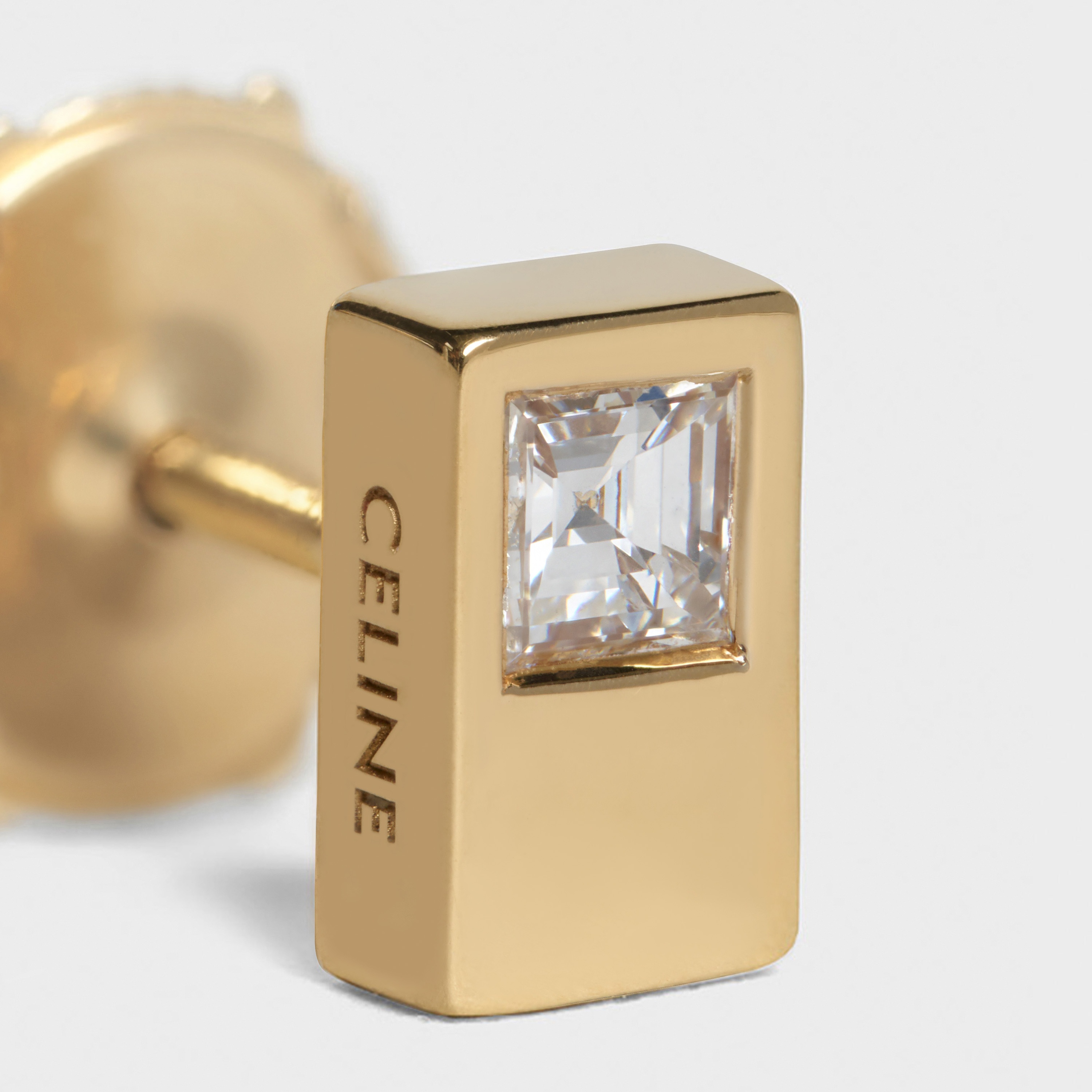 Celine Sentimental Double Square Stud in Yellow Gold and Diamond - 3