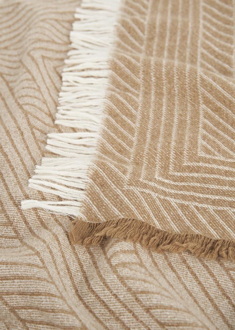 Striped monogram wool scarf biscuit 5