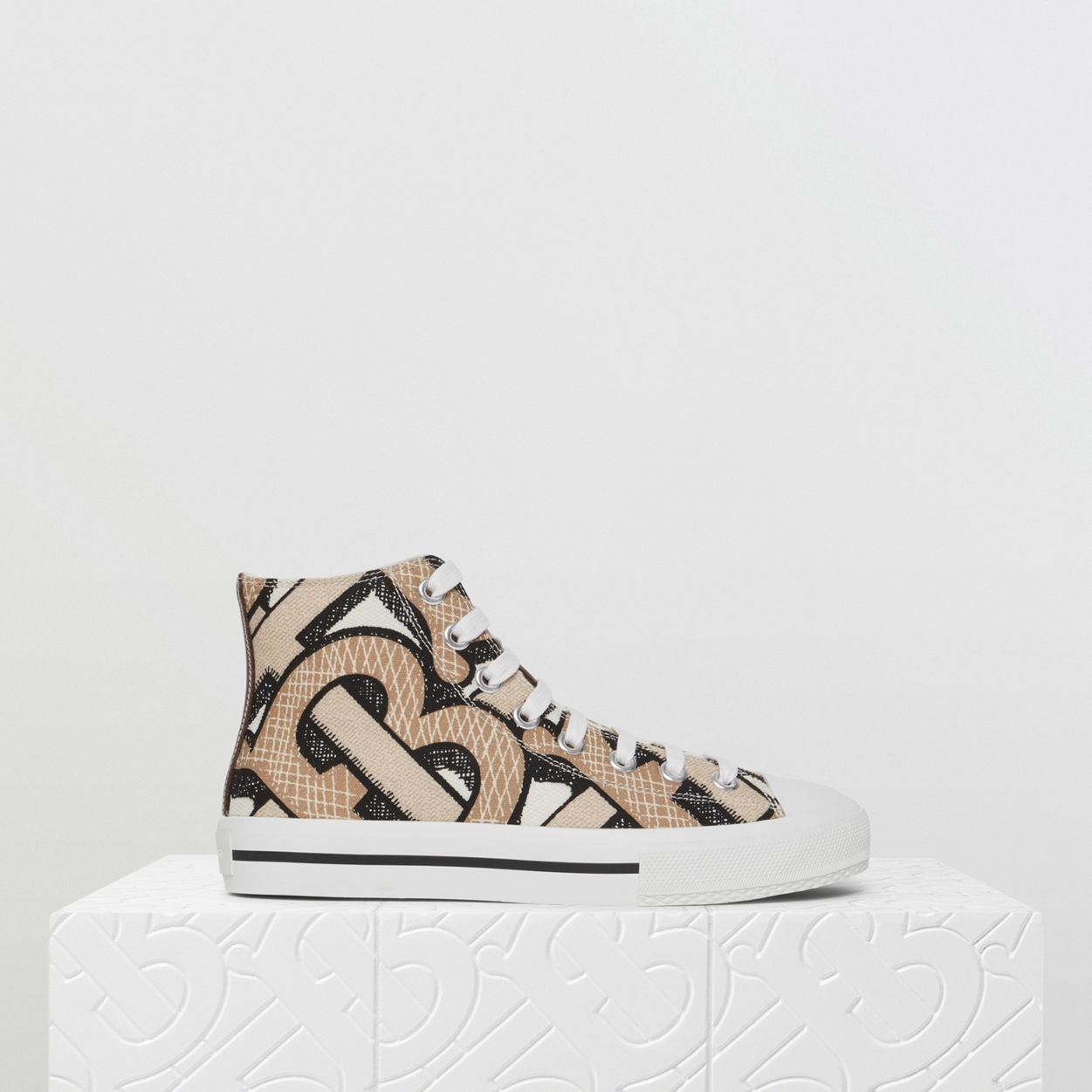 Monogram Print Cotton Canvas High-top Sneakers - 8