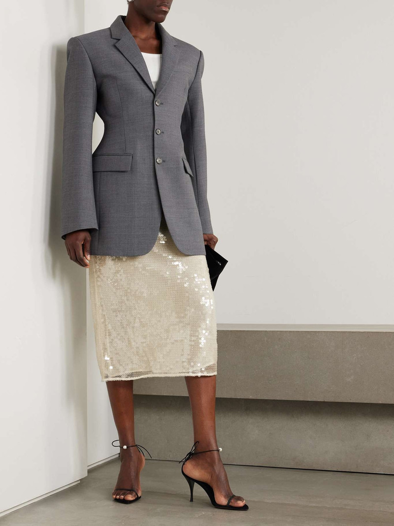 Stella McCartney Sequined mesh midi skirt Cream outlook