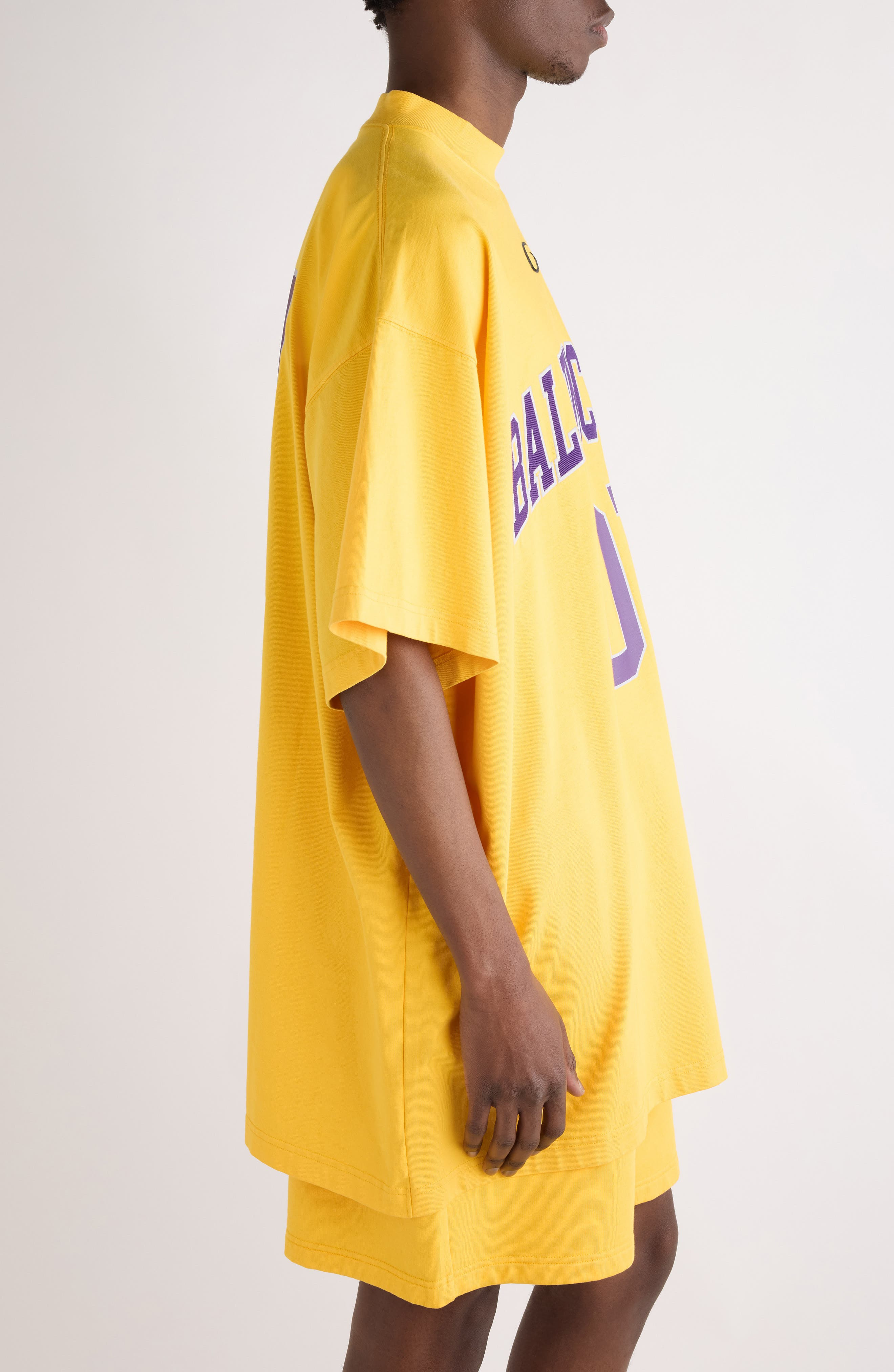 Balenciaga Jersey Oversize Cotton T-Shirt in 7090 Yellow/Deep Purple at Nordstrom - 4