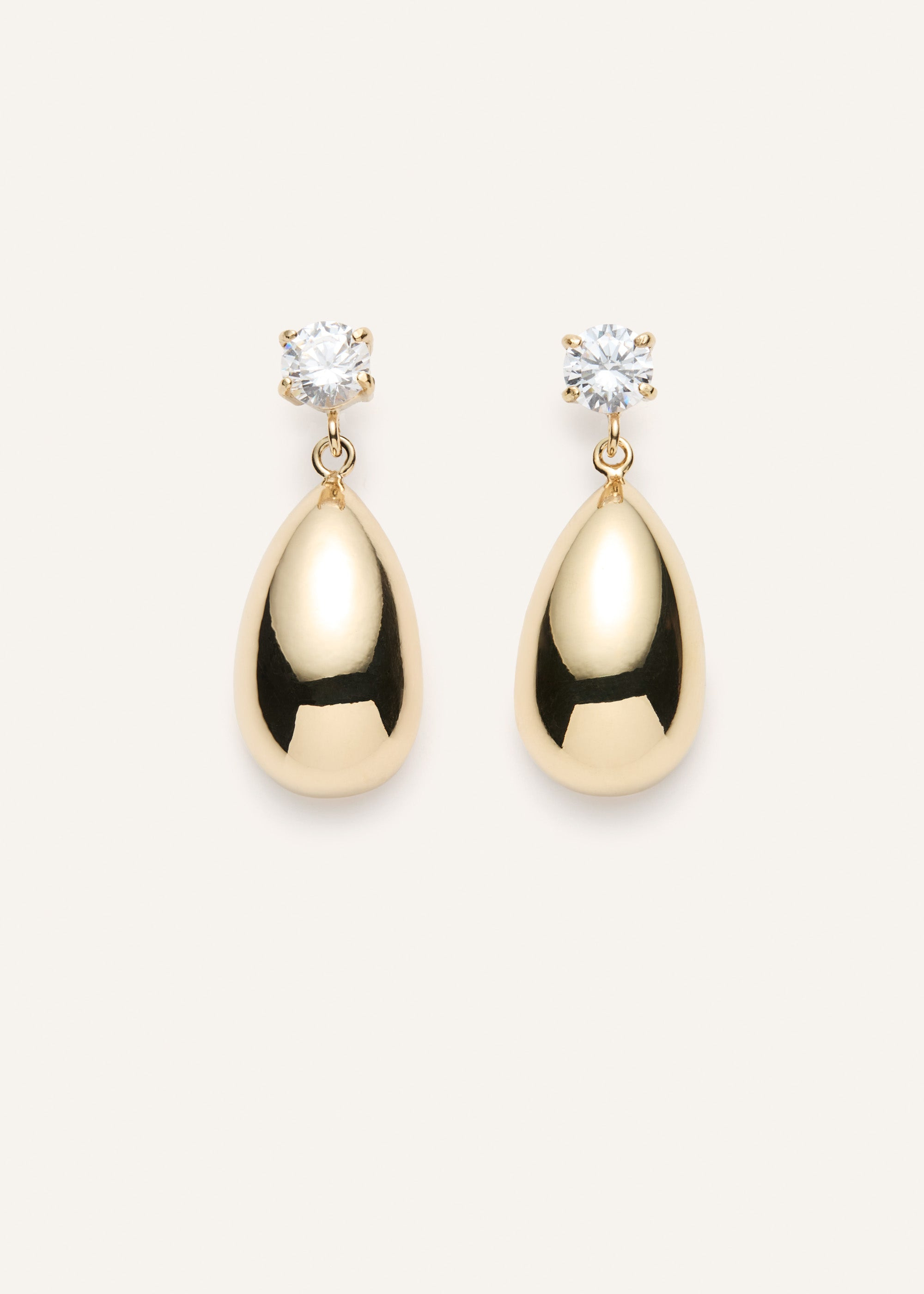Crystal stud teardrop earrings in gold - 1