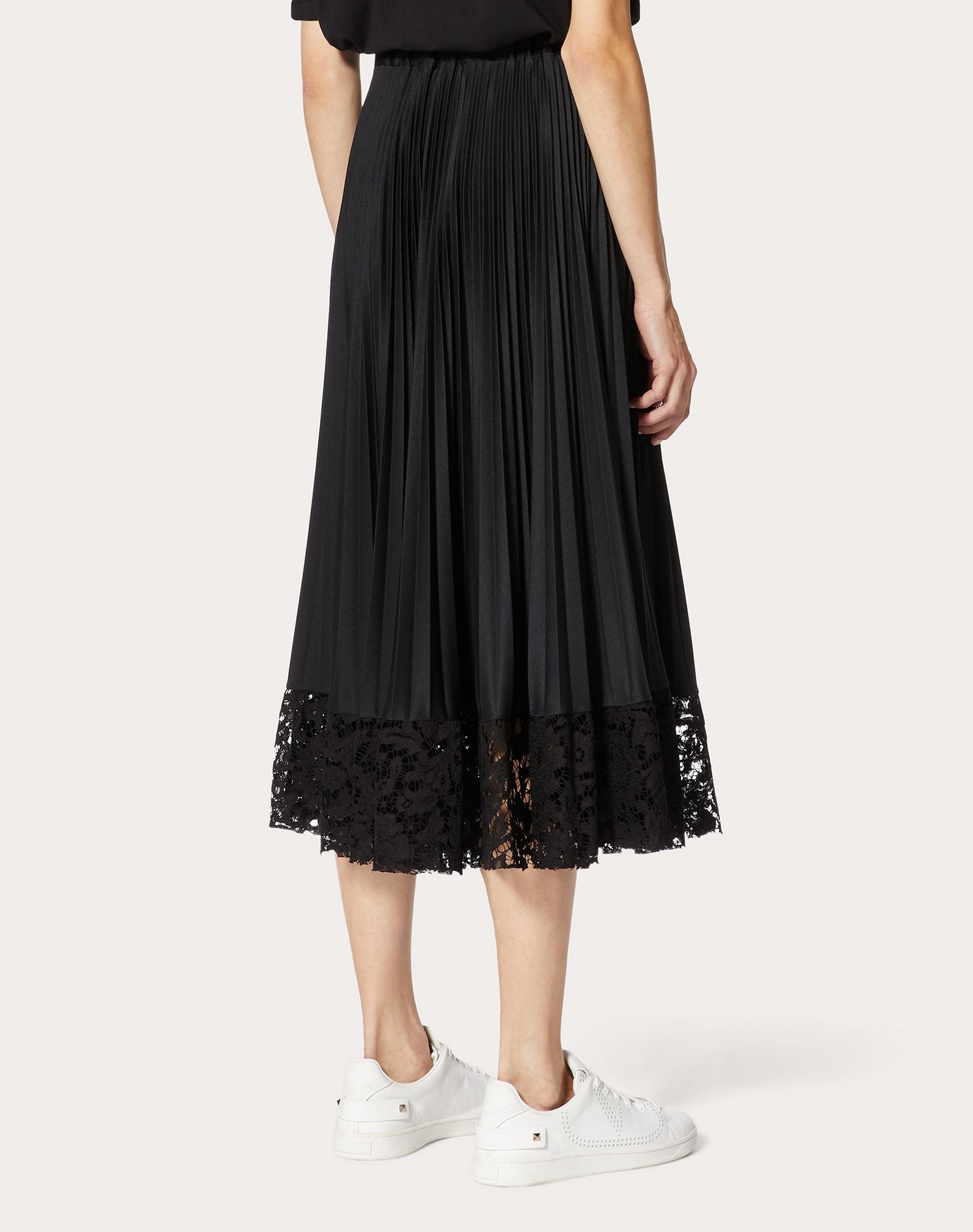 Jersey and Heavy Lace Pleated Skirt - 4