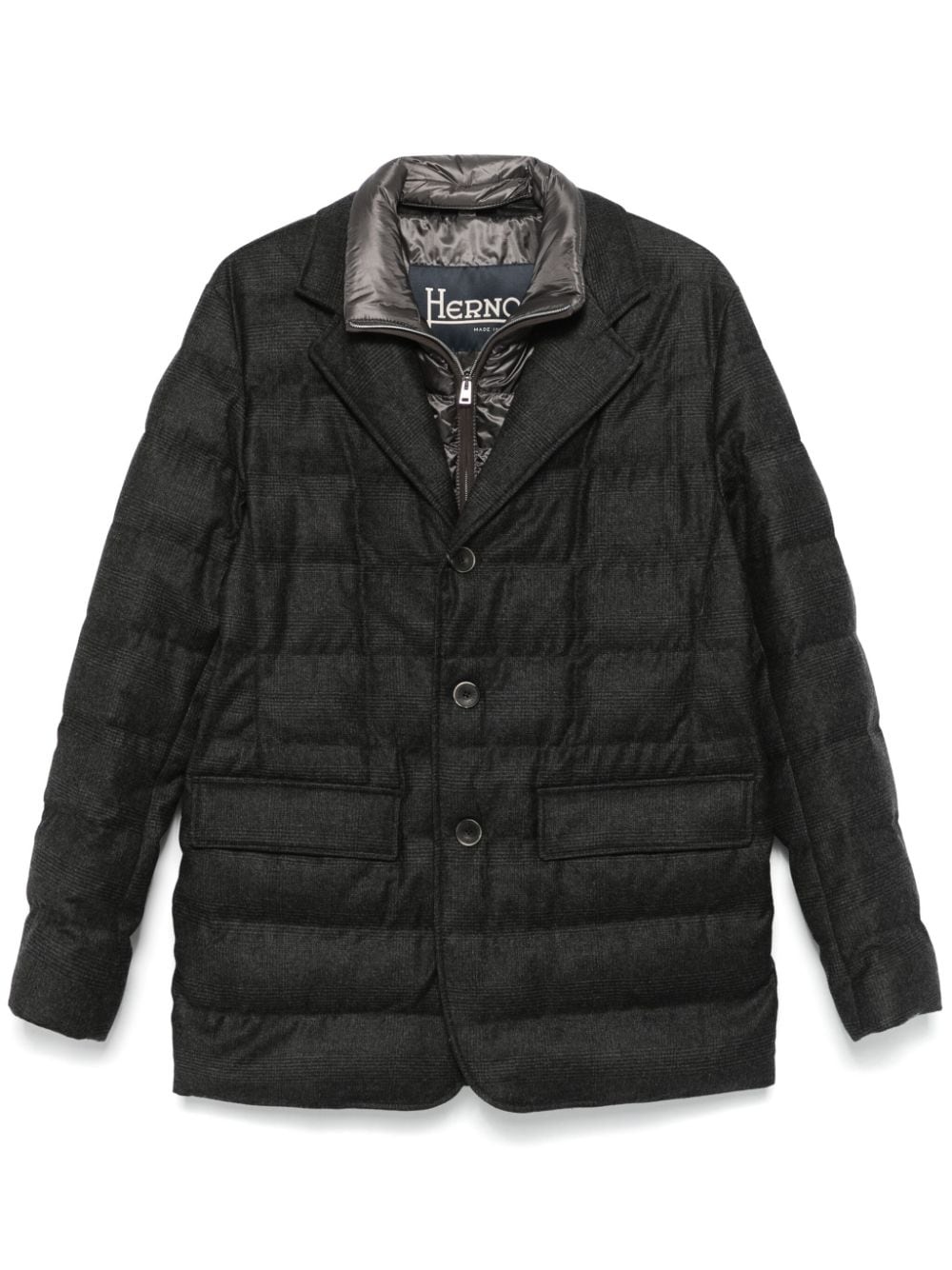 checked puffer jacket - 1