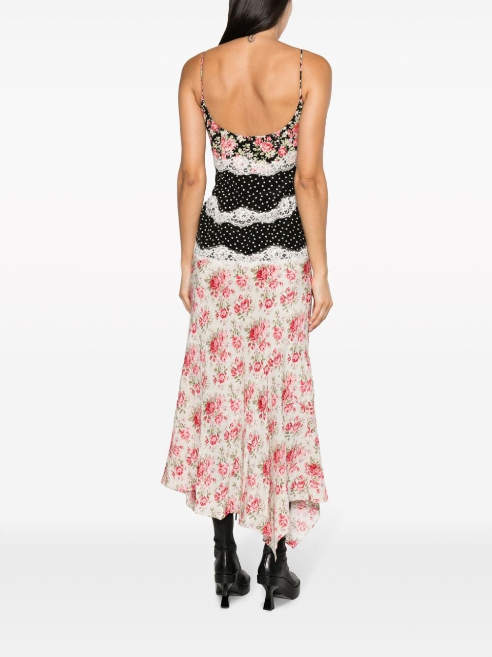 mix-print silk midi dress - 4