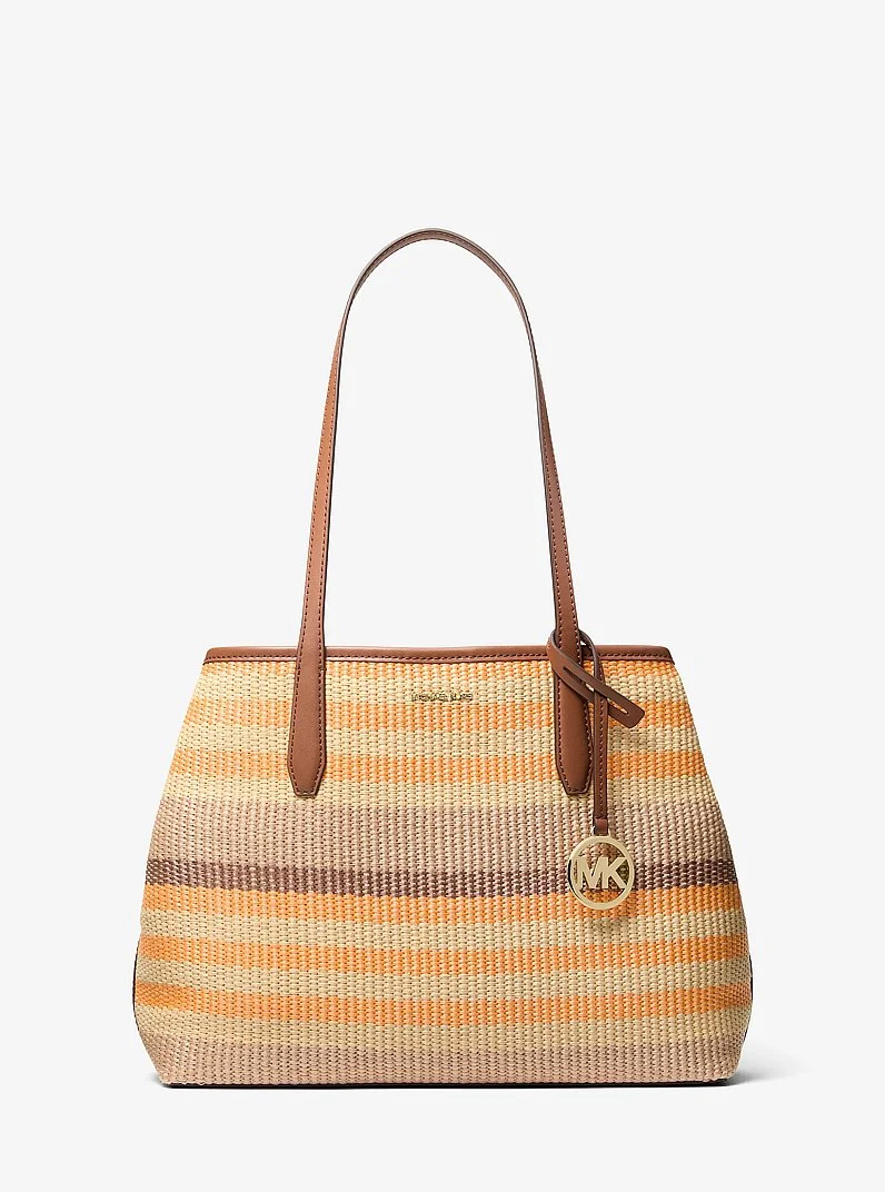 Avalon Medium Striped Woven Tote Bag - 1
