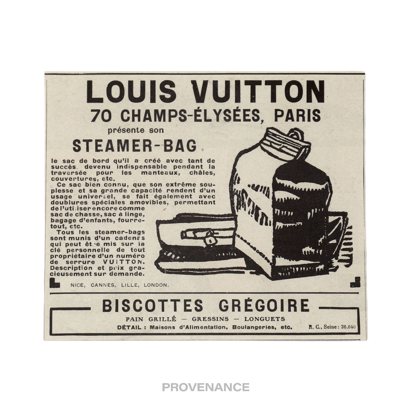Louis Vuitton Antique Vintage Newsprint Ad - STEAMER-BAG - 3