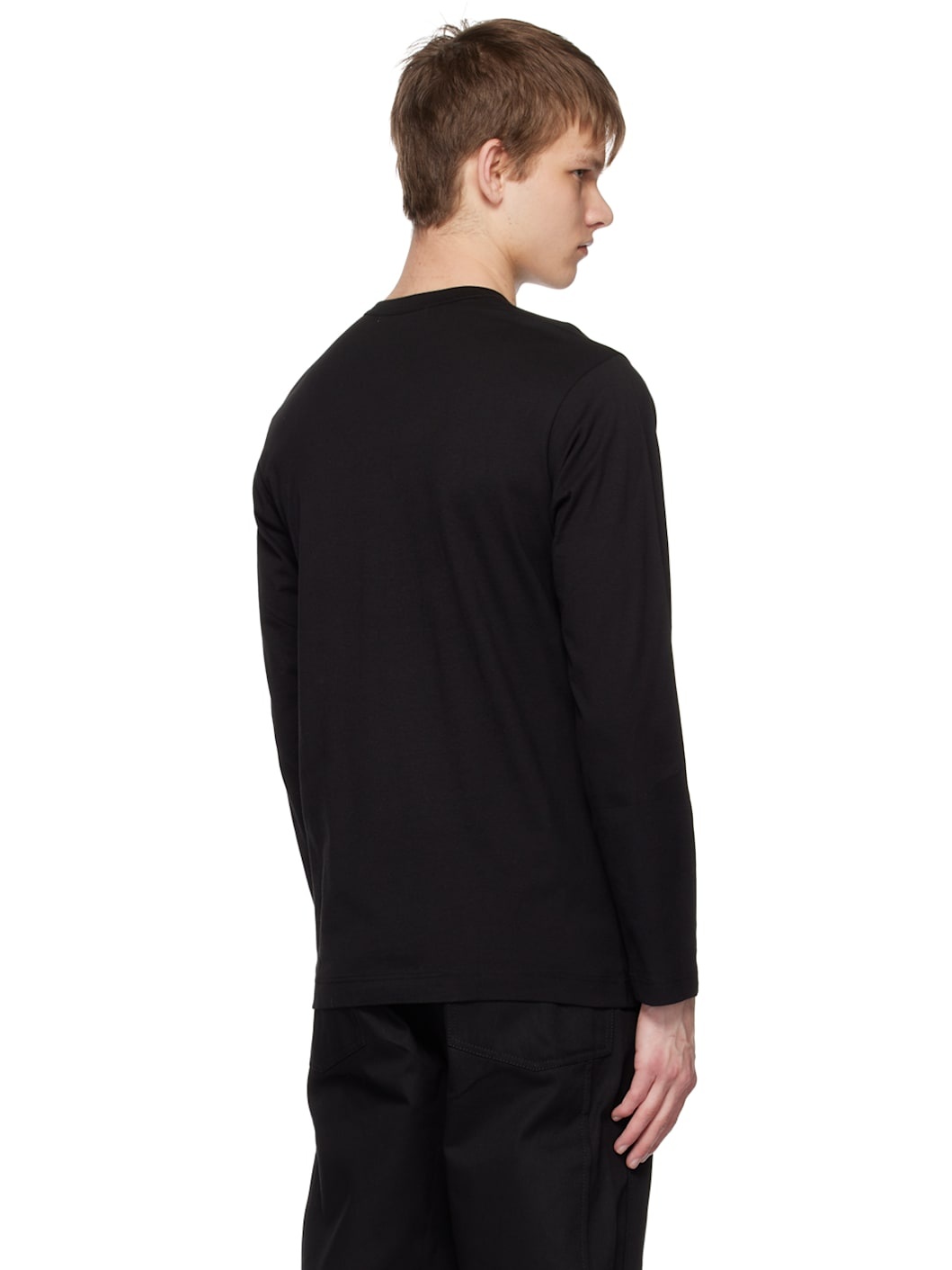 Black Crewneck Long Sleeve T-Shirt - 3