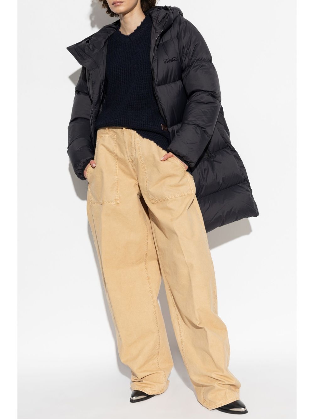 logo-print padded coat - 2
