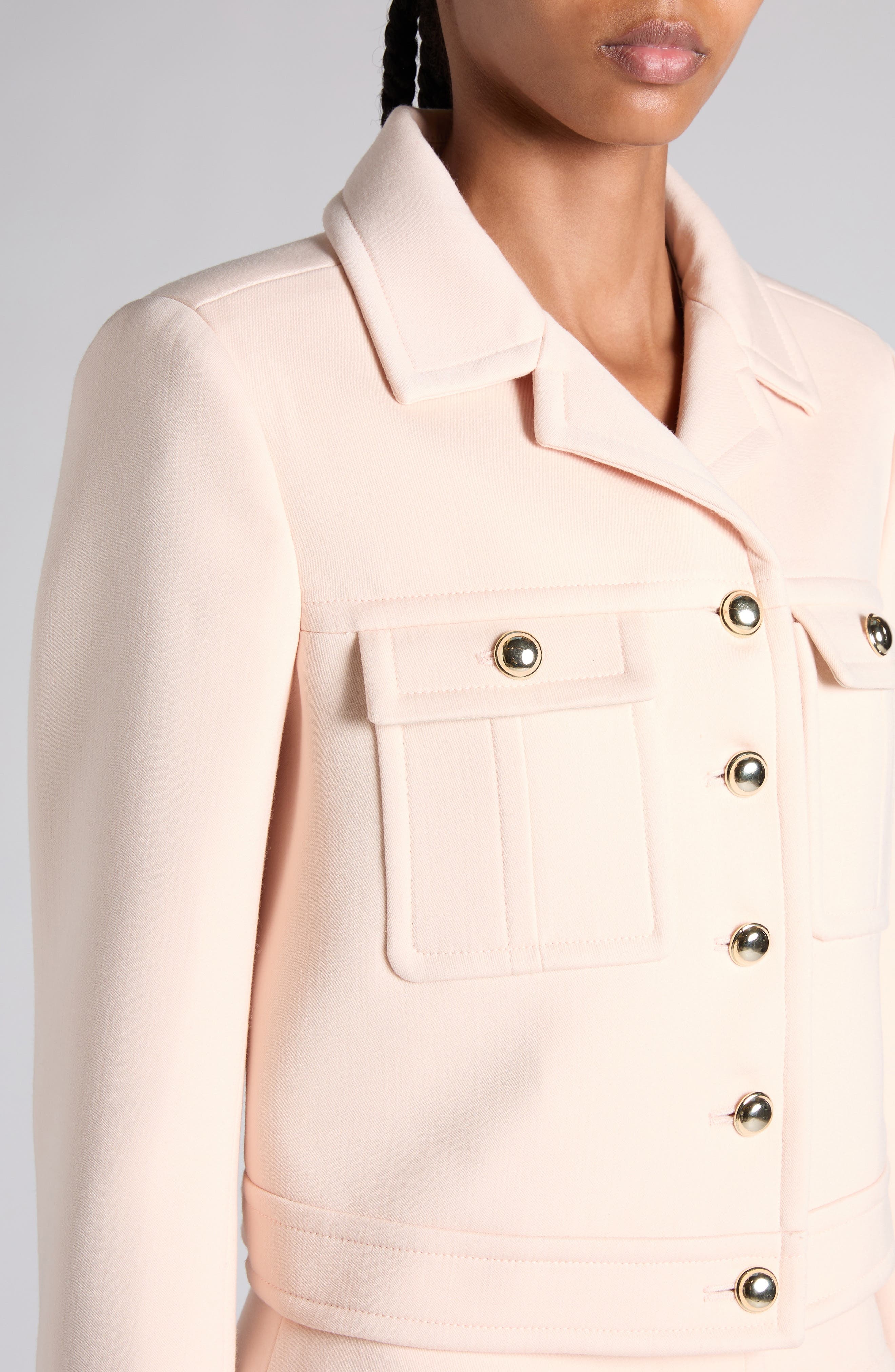 TOM FORD Compact Stretch Wool Crop Jacket in Dp067 Almost Blush at Nordstrom - 5