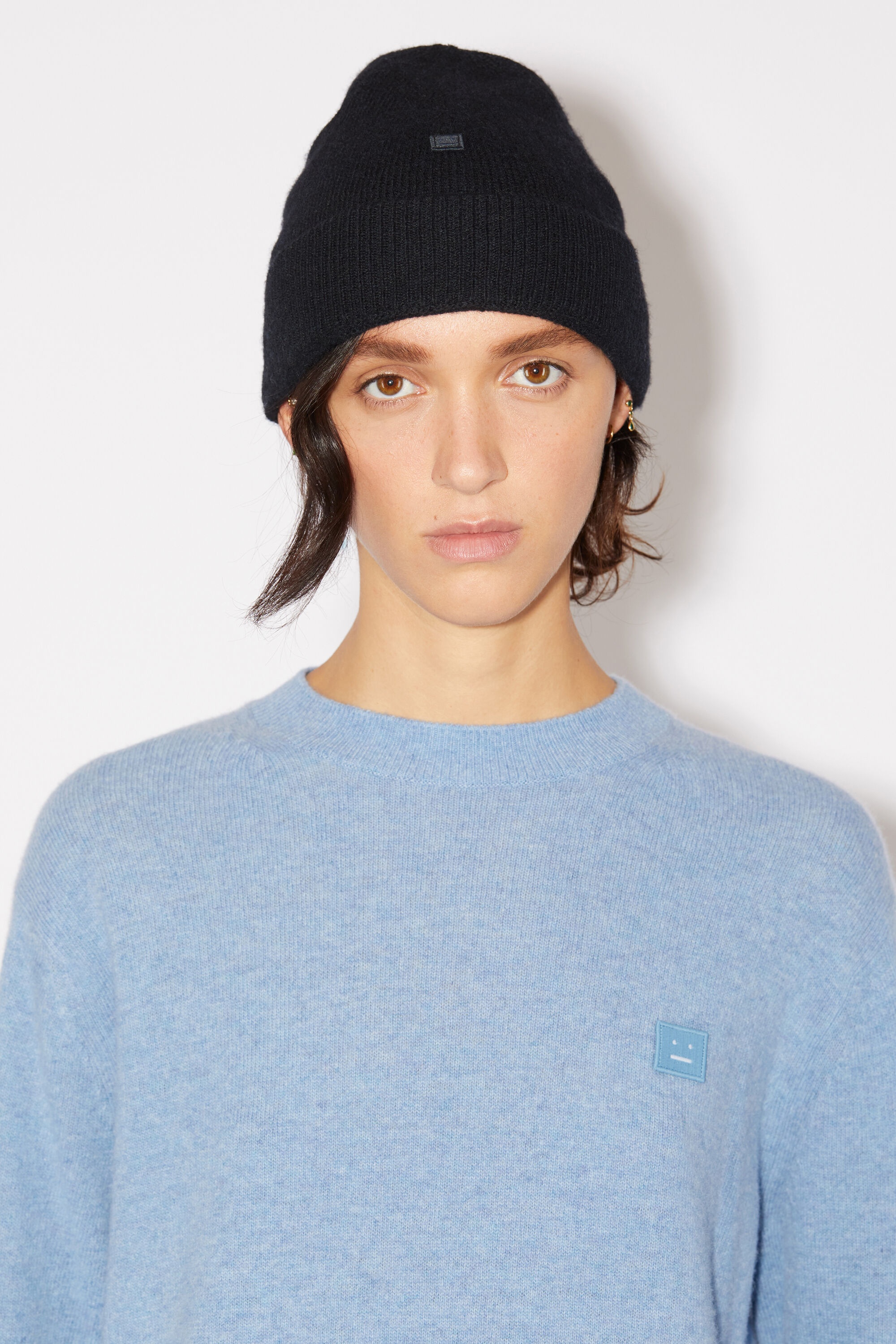 Micro face patch beanie - Black - 2